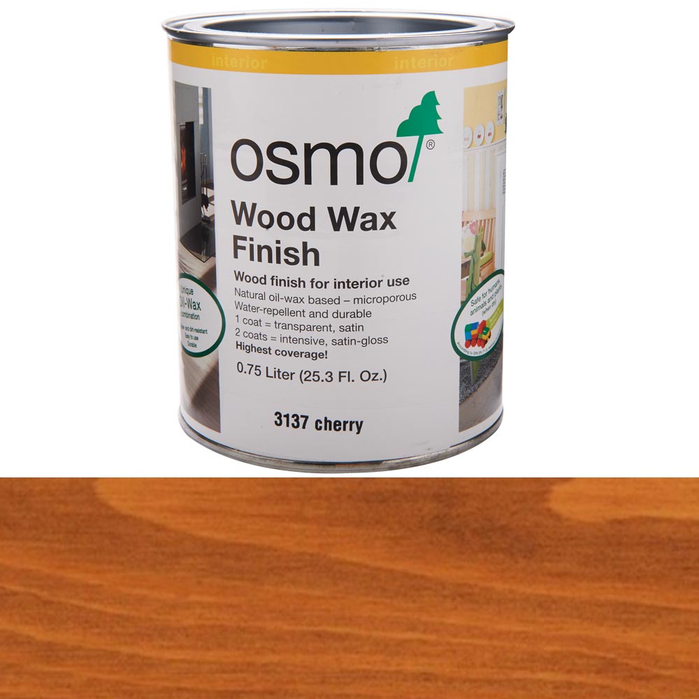 product: osmo Wood Wax Finish - 3137 Cherry - Solvent Based - .75 L shown