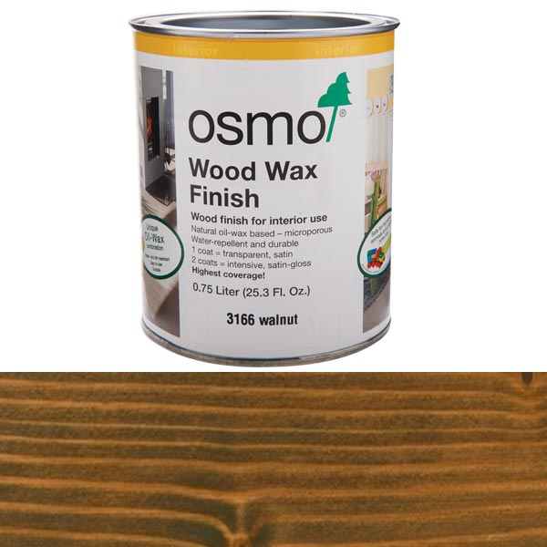 product: osmo Wood Wax Finish - 3166 Walnut - Solvent Based - .75 L shown