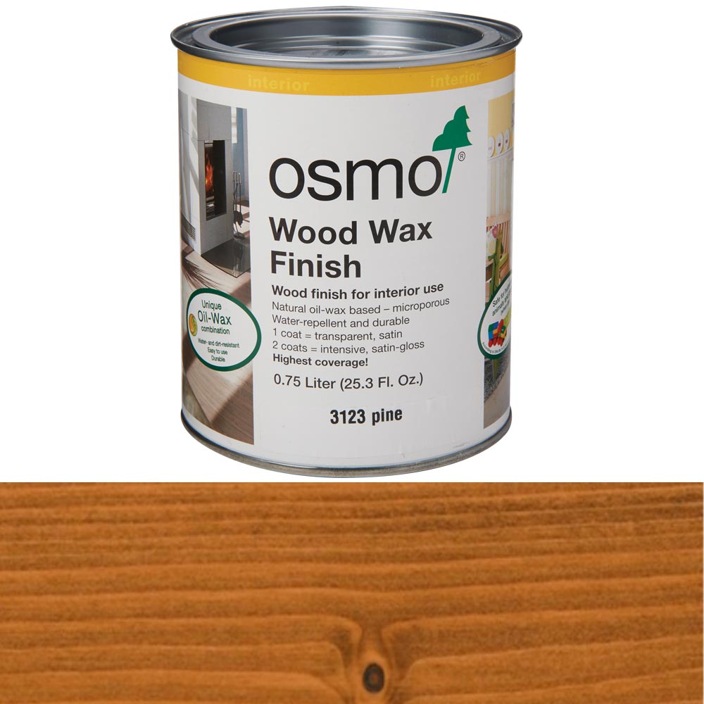 product: osmo Wood Wax Finish - 3123 Pine - Solvent Based - .75 L shown