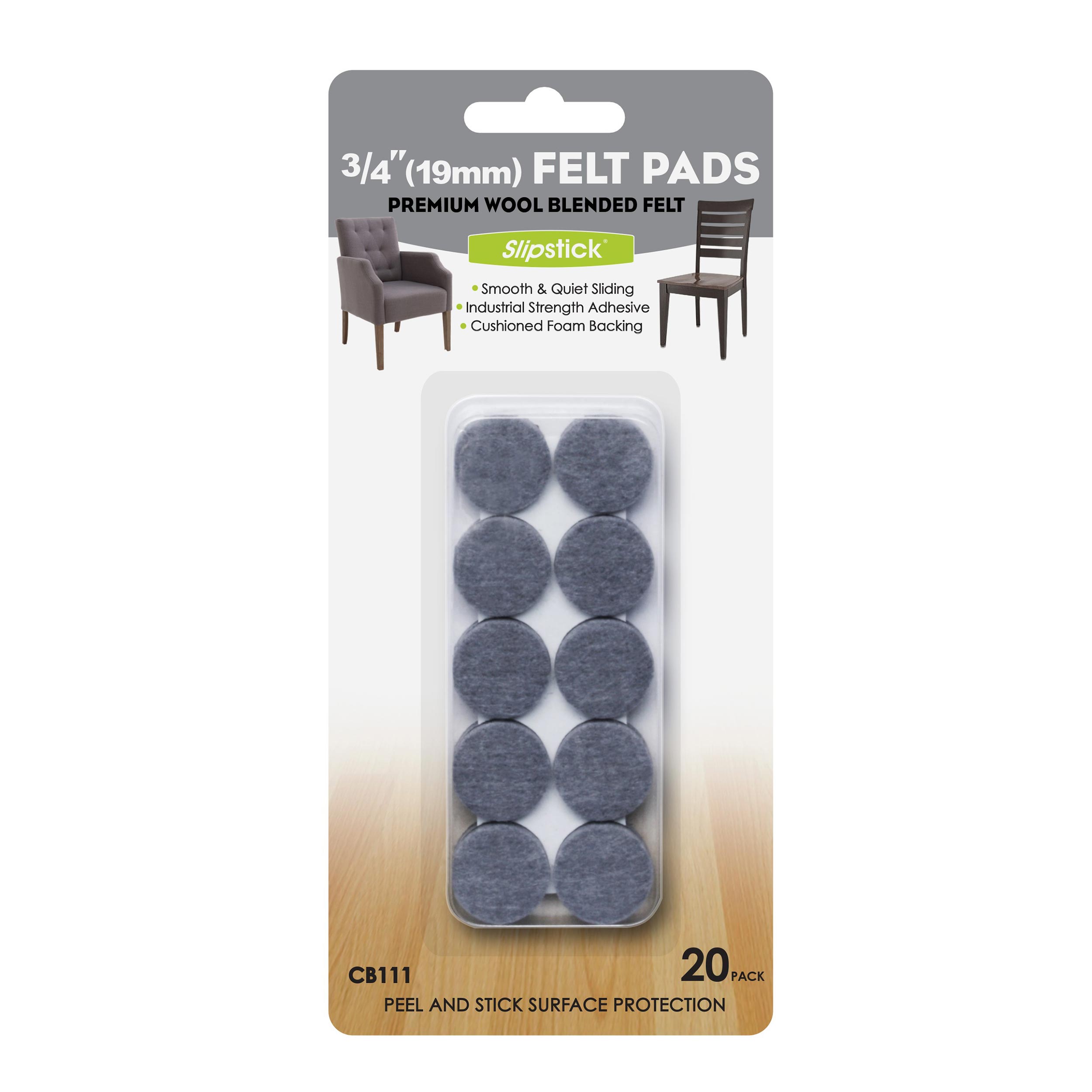 product: Slipstick Heavy Duty Self Stick Felt Pads - 3/4