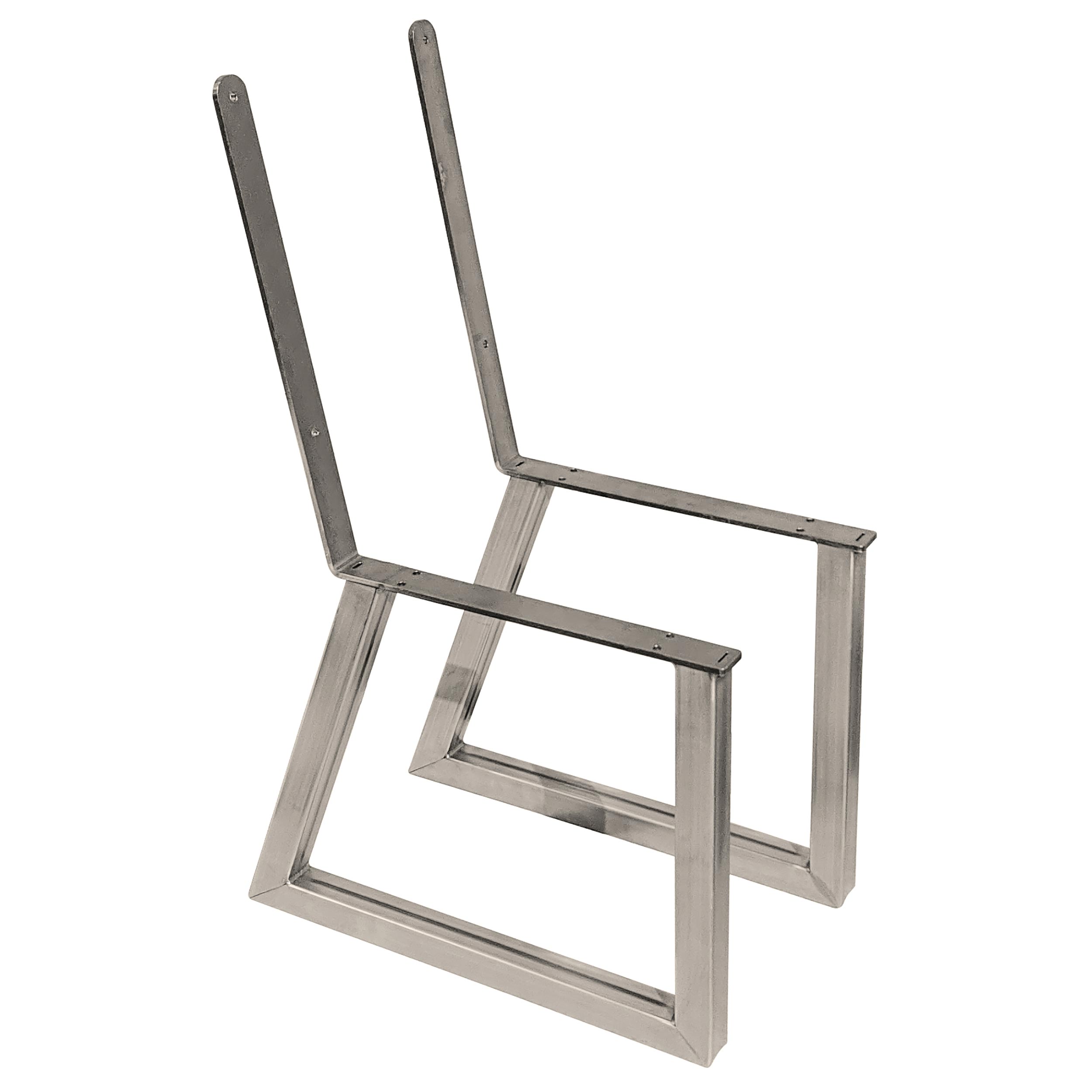 product: Live Edge Timber Co. Bench Legs with Back Rest Raw Steel Pair shown