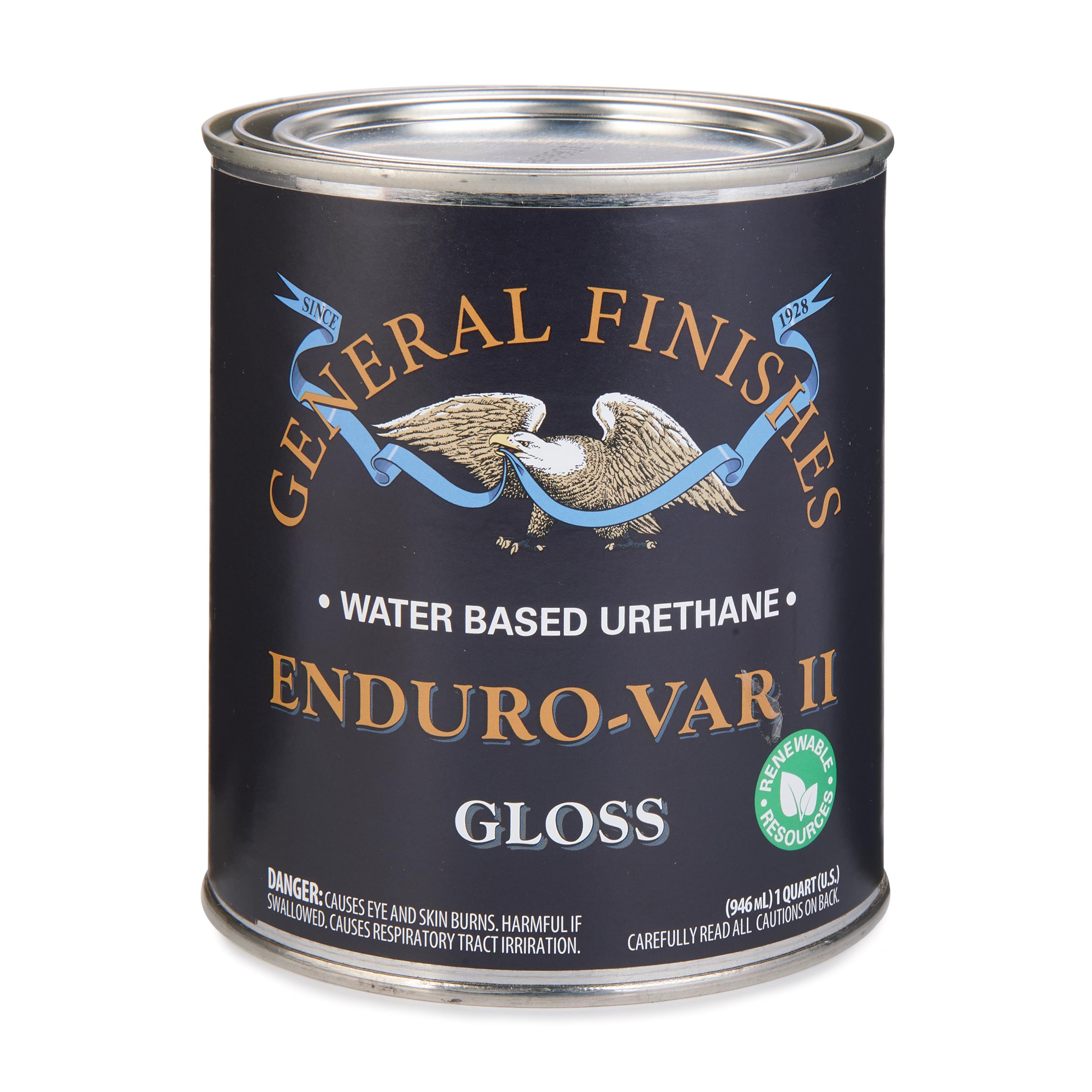 product: General Finishes Enduro Var II Water Based Urethane Varnish - Gloss - Quart shown