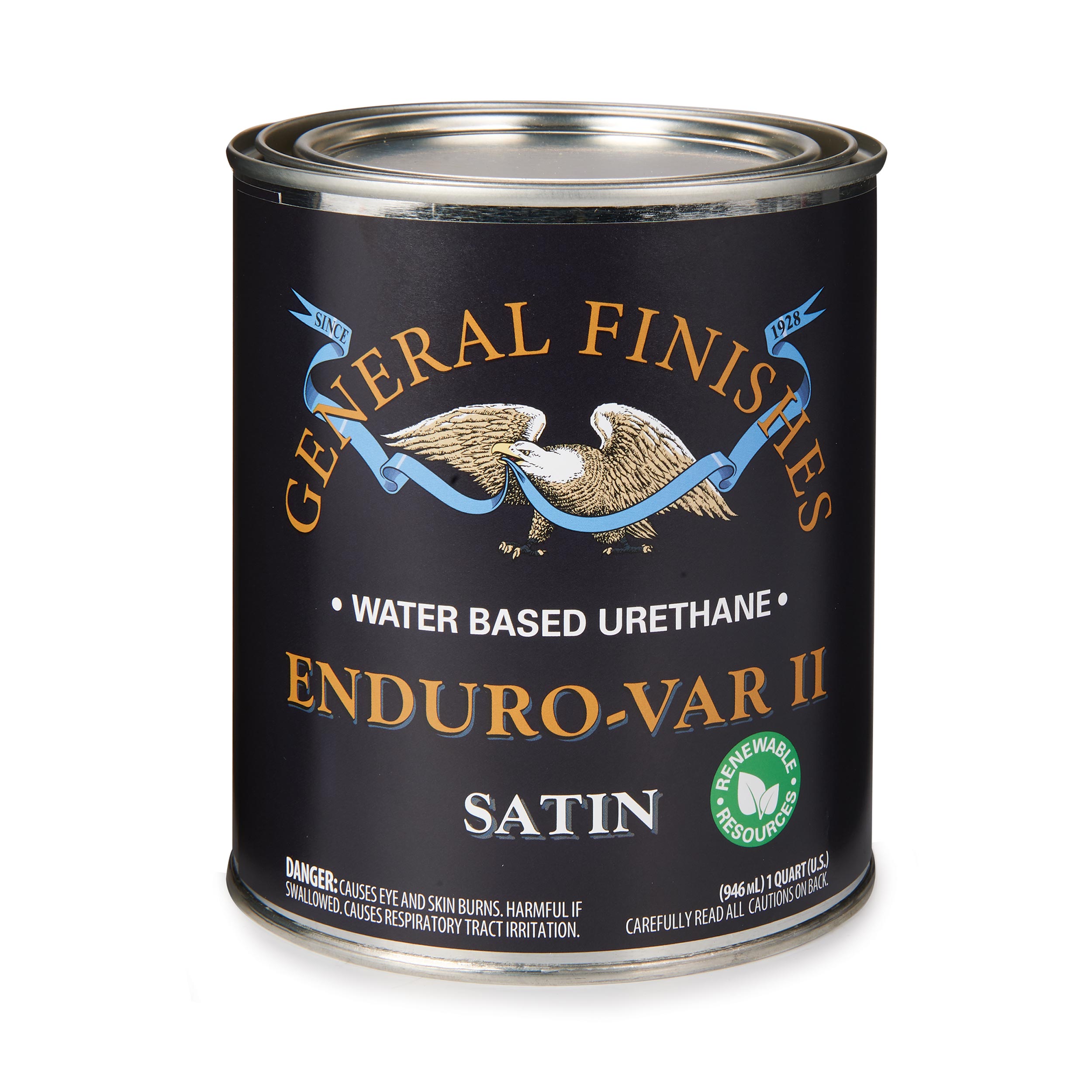 product: General Finishes Enduro Var II Water Based Urethane Varnish - Satin - Quart shown