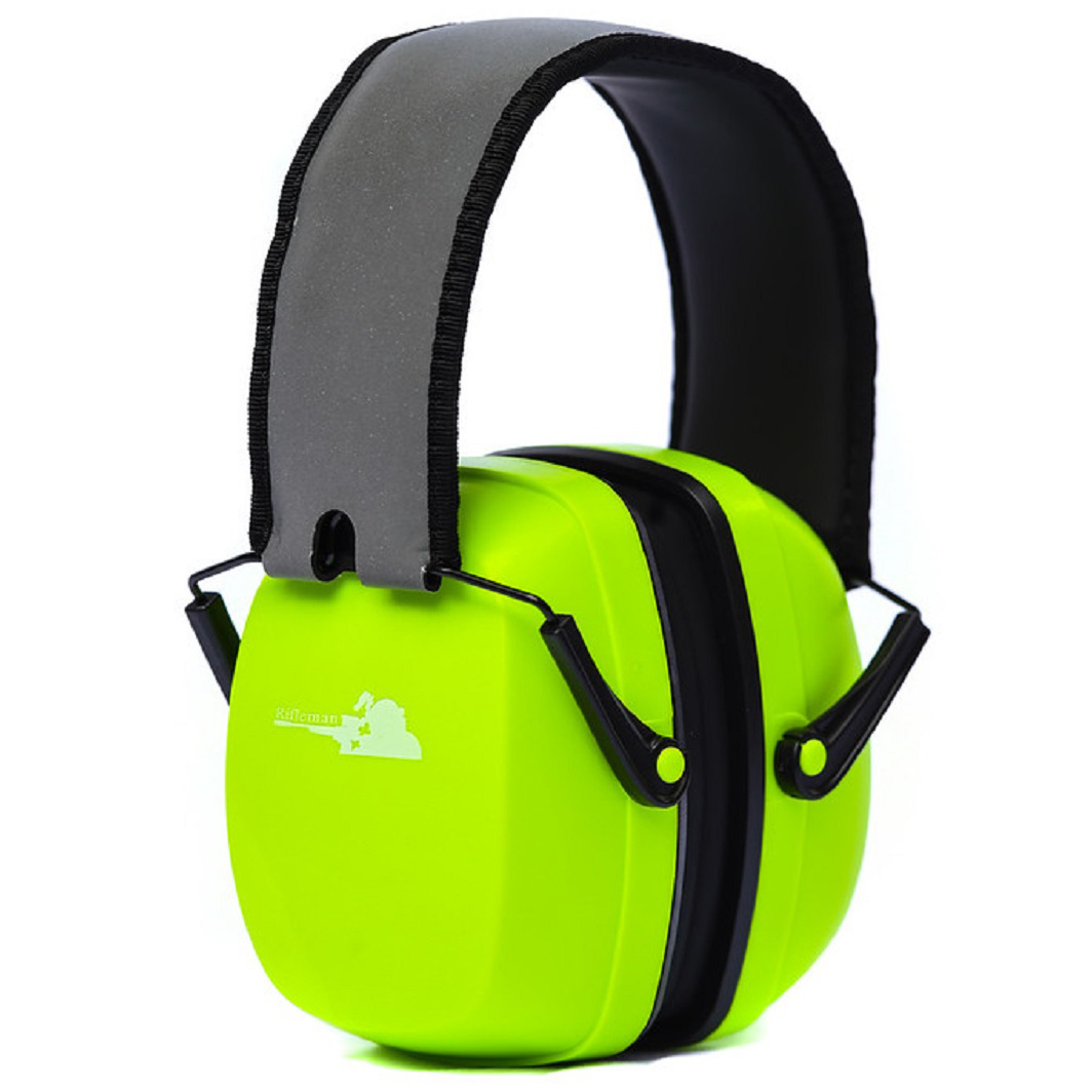product: Rifleman Hi Viz Green Ear Muffs w/Reflective Headband shown