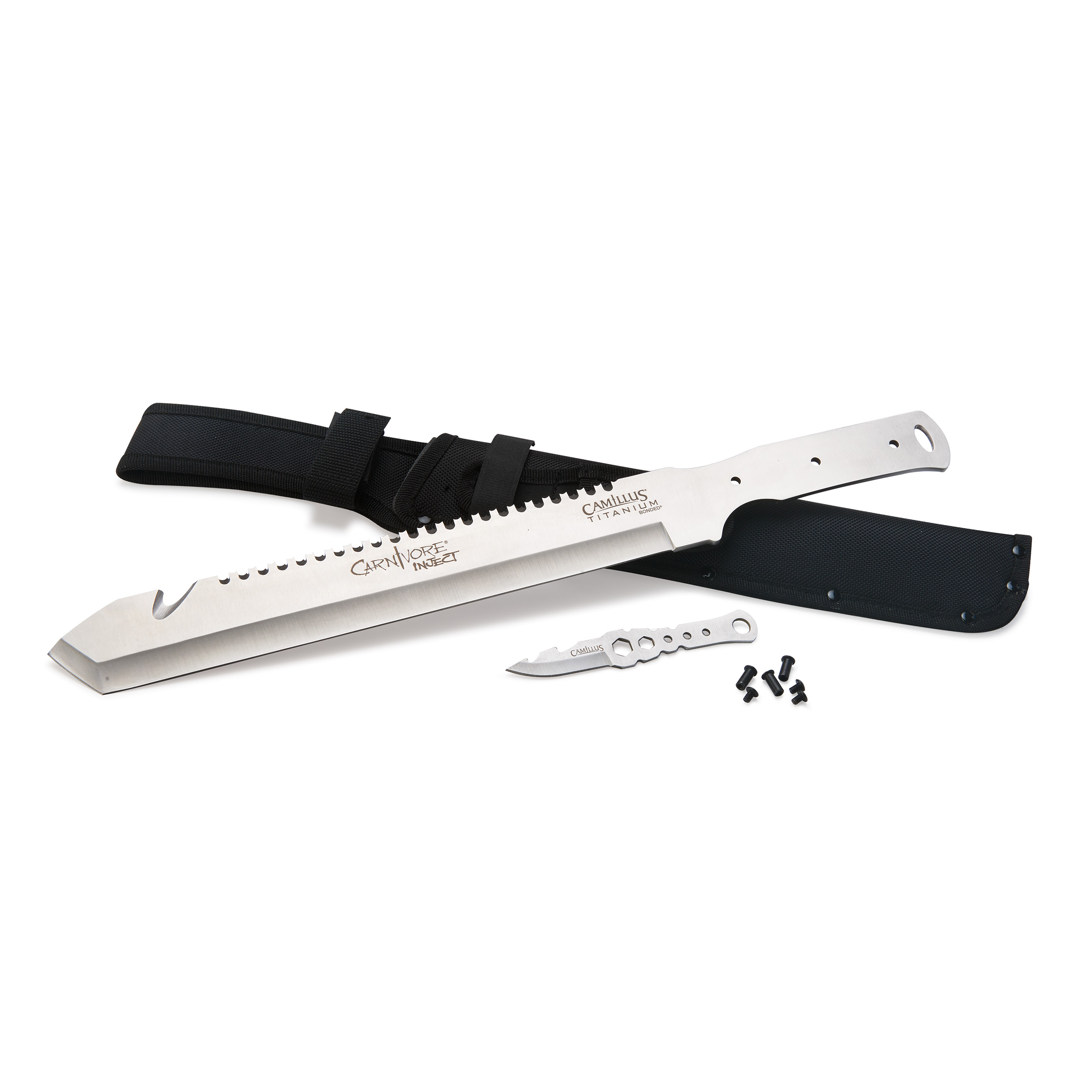 product: Camillus Carnivore Inject Machete with Trimming Knife for Outdoor Use Only - 17-5/8