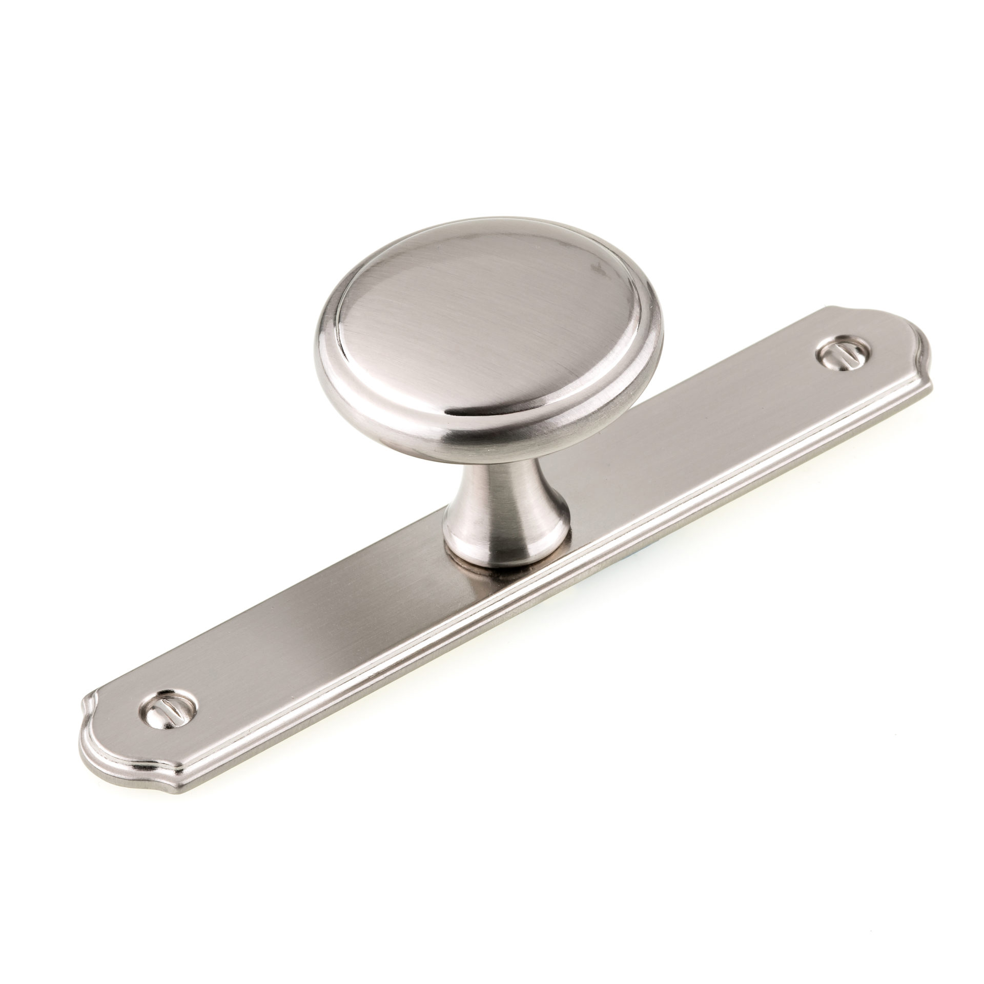 product: Richelieu Round Transitional Knob with Removable Rectangular Backplate - 1-9/16