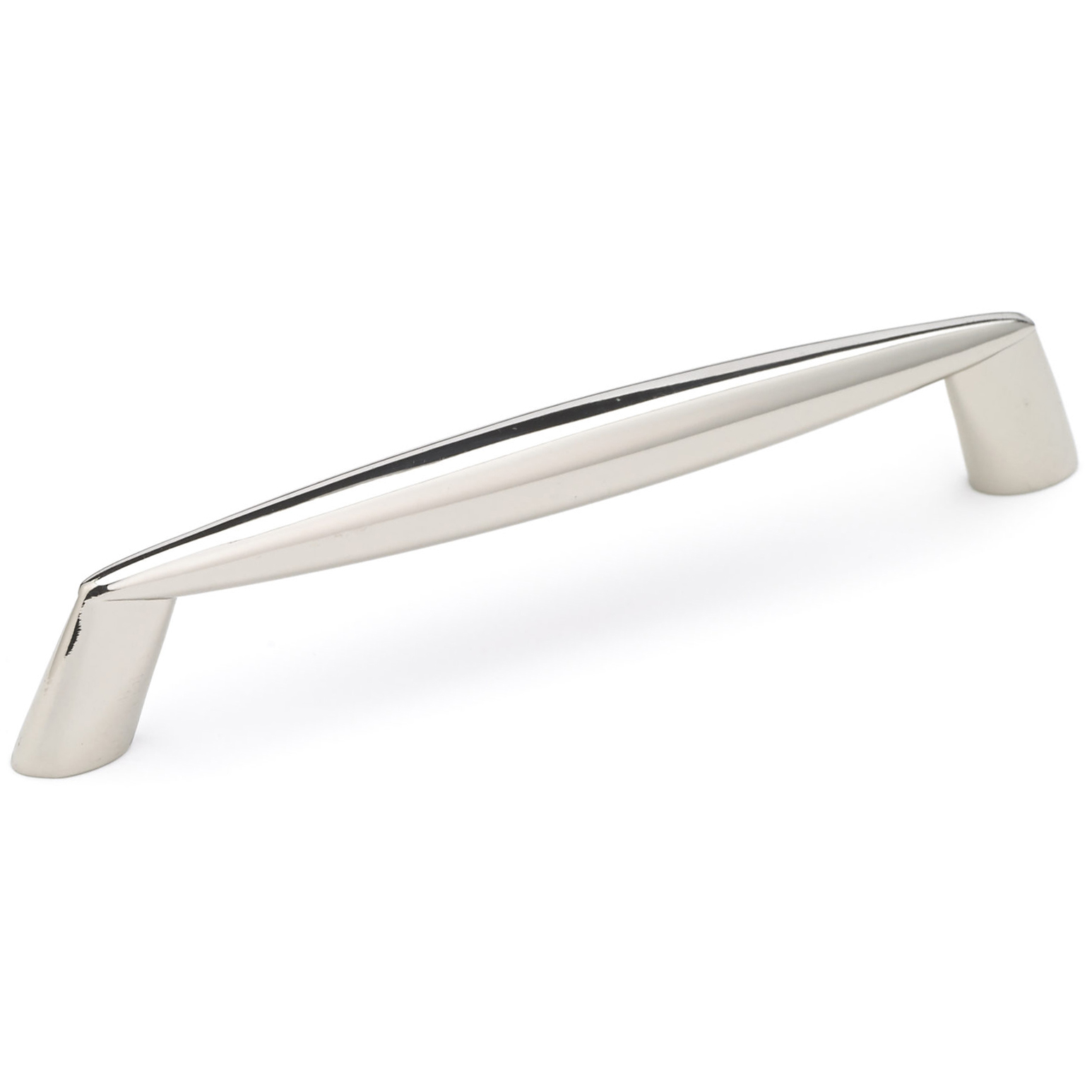 product: Richelieu Sleek Contemporary Metal Pull with Tapered Lines - Polished Nickel - 5-1/16