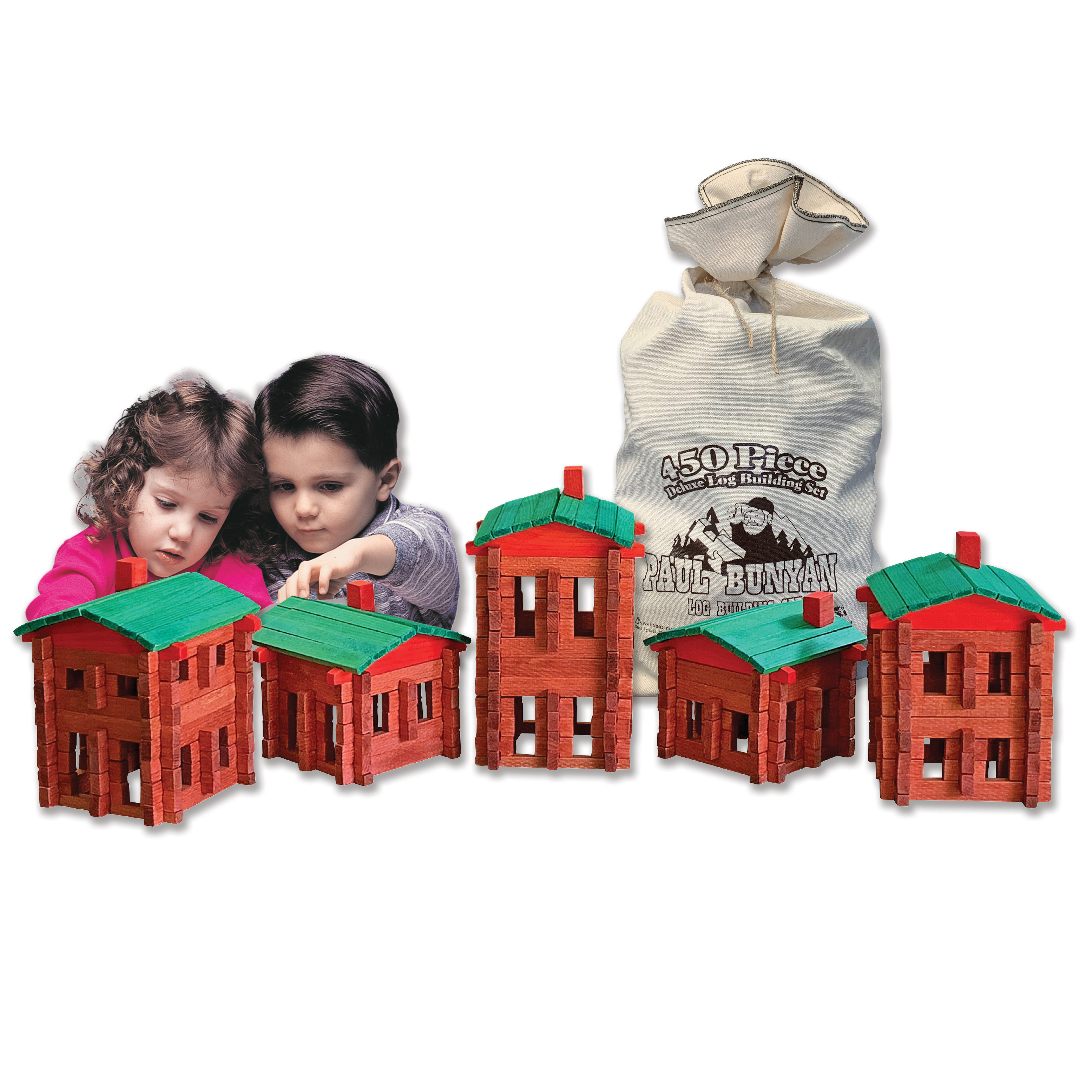 product: Roy Toy Paul Bunyan Deluxe Building Set, 450 pc set shown