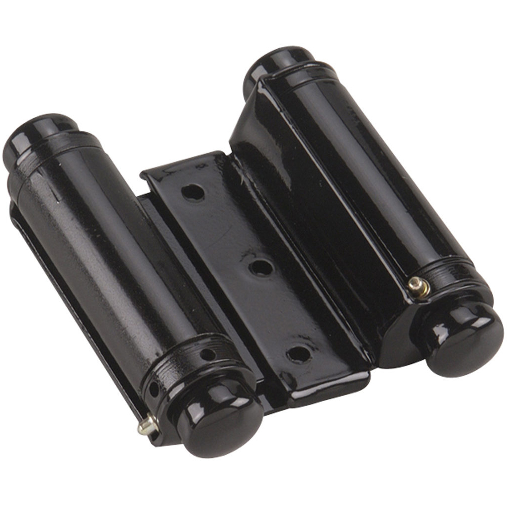 product: Richelieu 3'' Double Action Spring Hinge Black, 1 Pair shown
