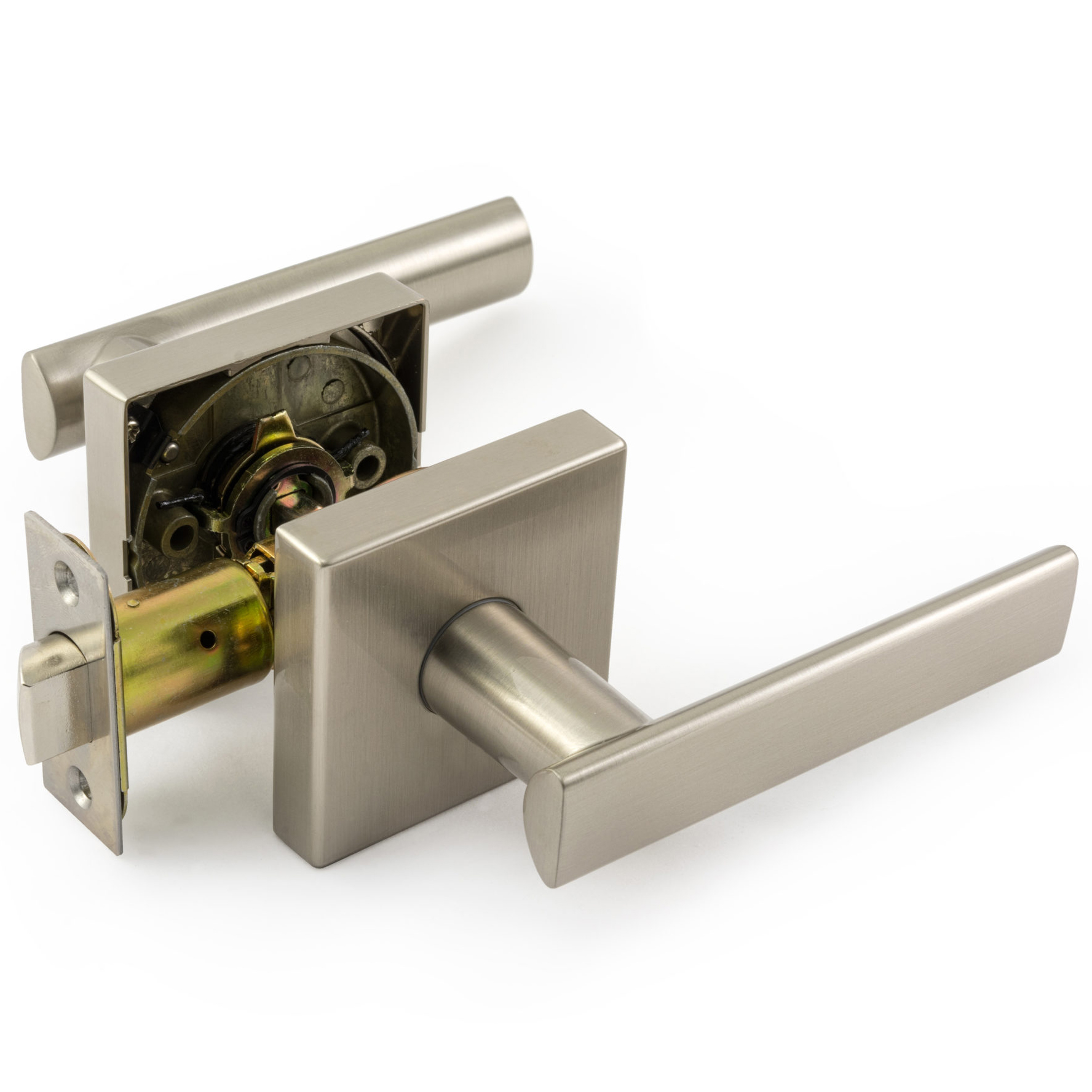 product: Richelieu Tuxedo Series Straight Levers Satin Nickel Left or Right Passage shown