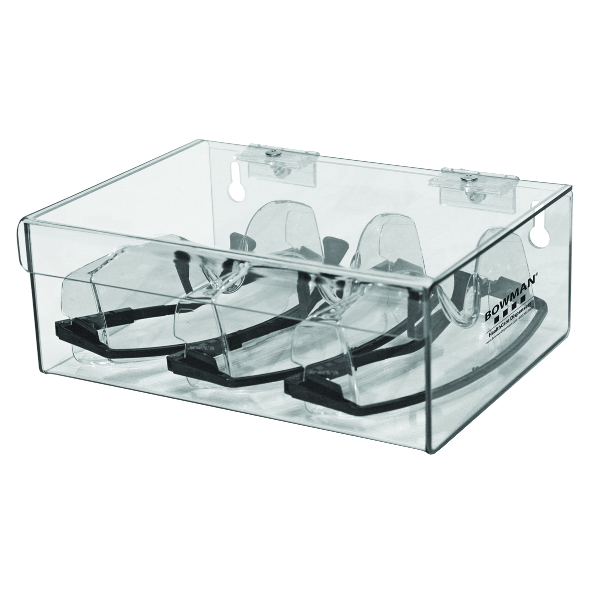 product: Bowman Dispensers Hinged Lid Storage Box Clear shown