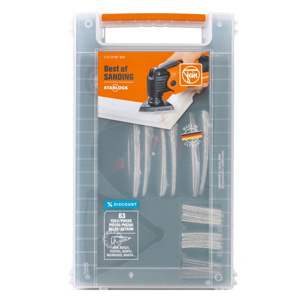 product: Fein Best of Starlock Sanding Kit - 63 Piece shown