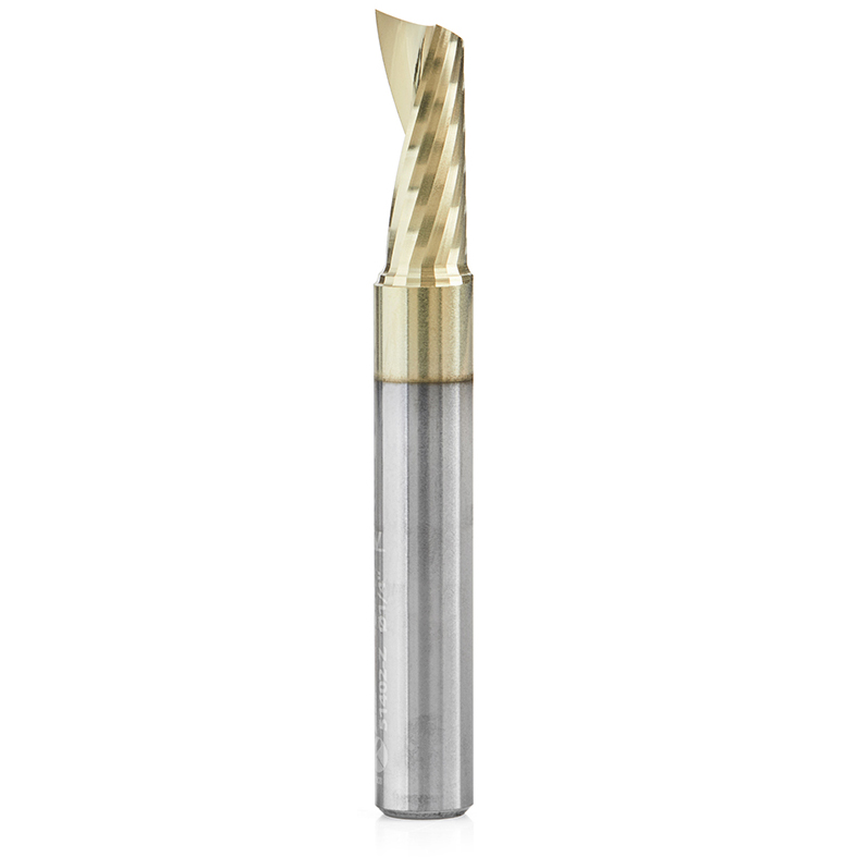 product: Amana Tool 51402-Z Spiral O Single Flute Aluminum Cutting Up-Cut ZrN Coated Mirror Finish Router Bit 1/4