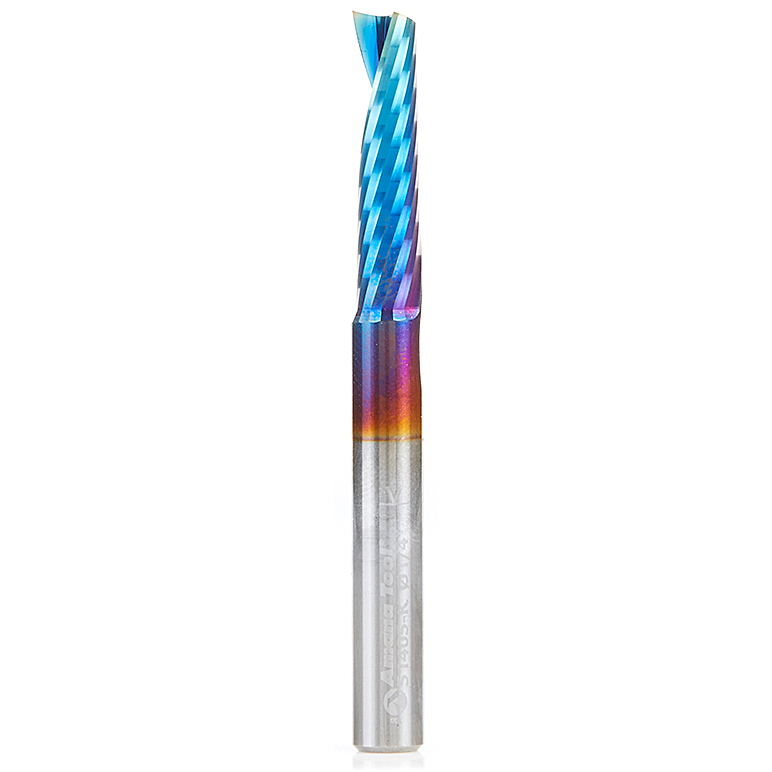product: Amana Tool 51405-K Spiral O Single Flute Plastic Cutting Up-Cut Zrn Coated Mirror Finish CNC Router Bit 1/4