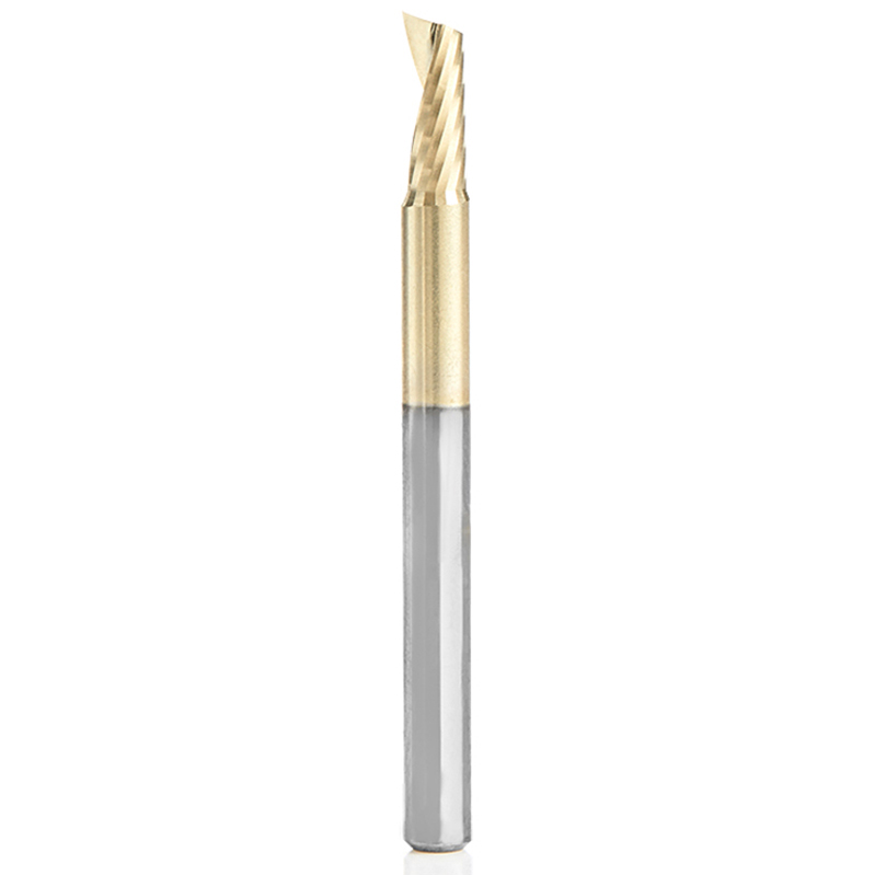 product: Amana Tool 51406-Z Spiral O Single Flute Aluminum Cutting Up-Cut ZrN Coated Mirror Finish Router Bit 1/8