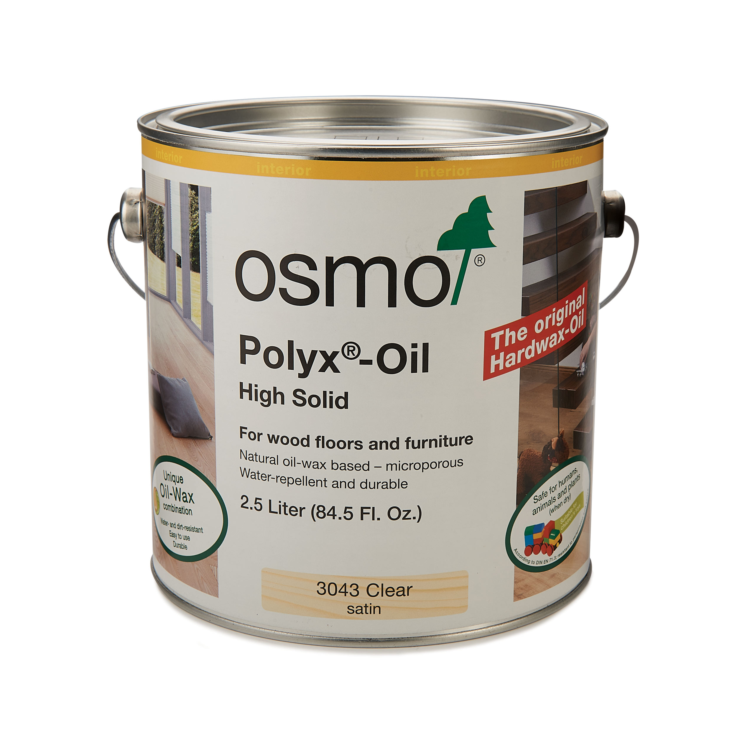 product: osmo Polyx-Oil - 3043 Clear - Satin - Solvent Based - 2.5 L shown