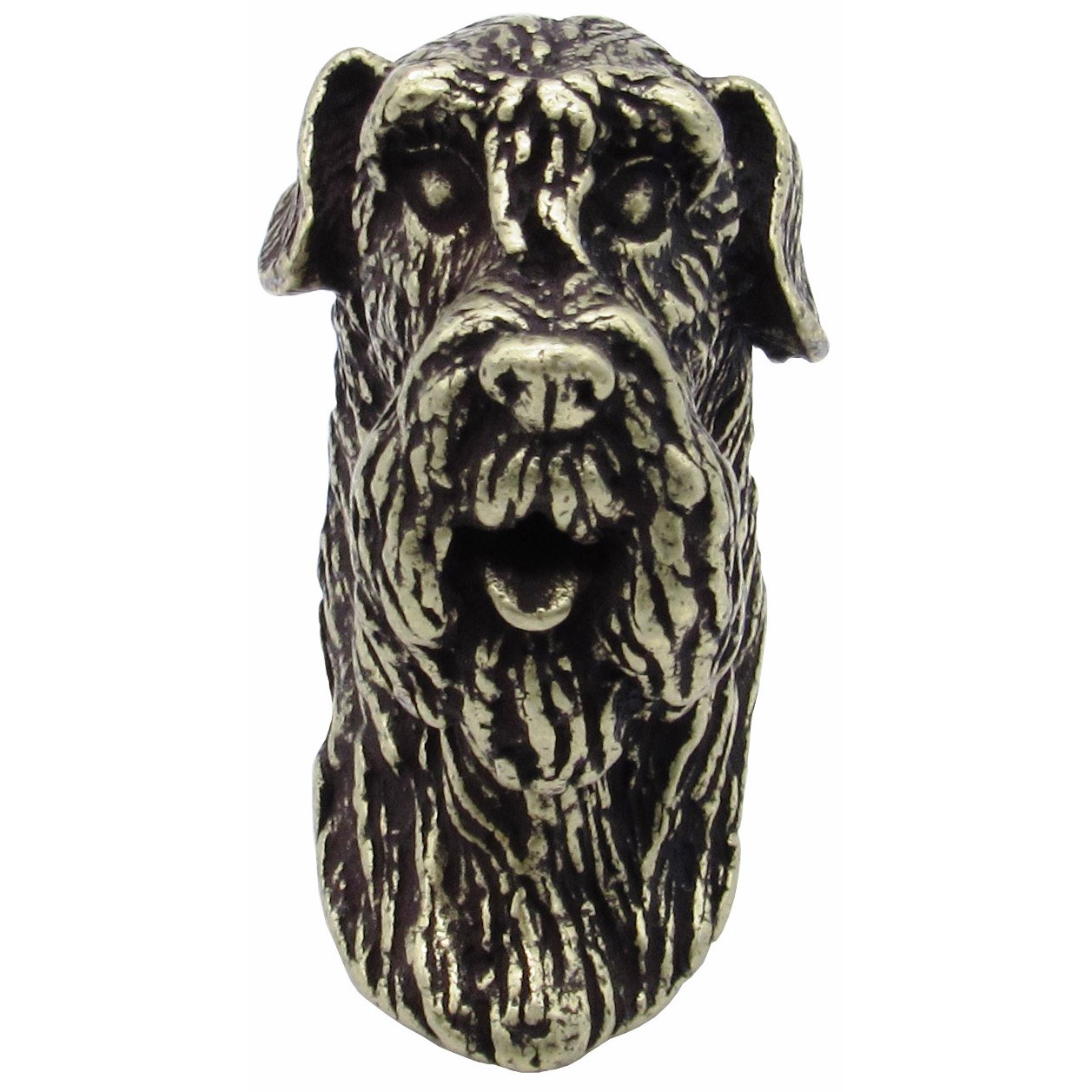 product: Buck Snort Lodge Schnauzer Knob Brass Oxide shown