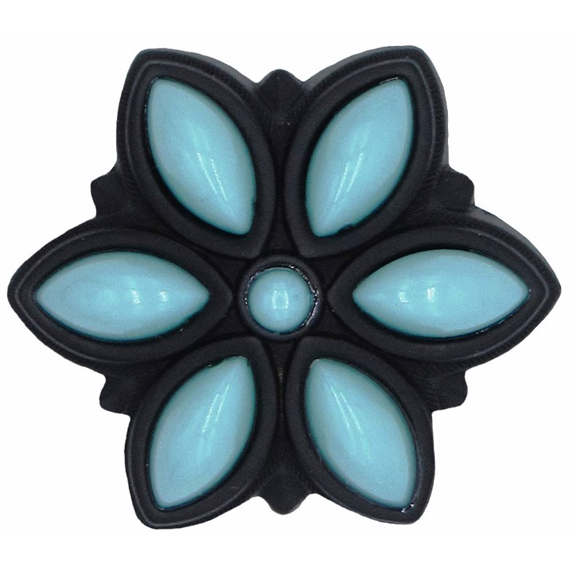 product: Buck Snort Lodge Turquoise Flower Knob Black Oxide shown