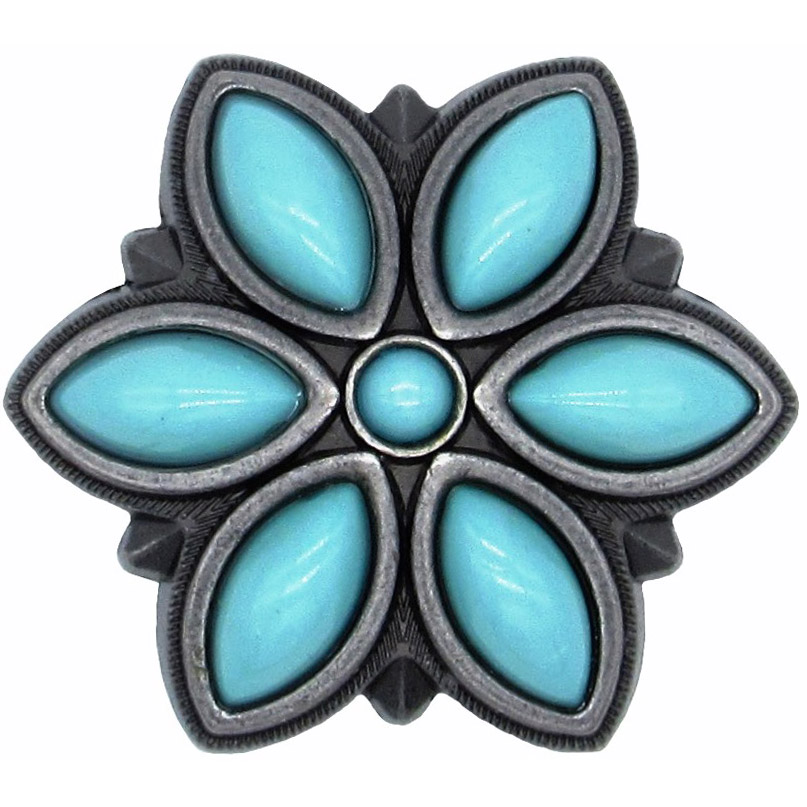 product: Buck Snort Lodge Turquoise Flower Knob Nickel Oxide shown