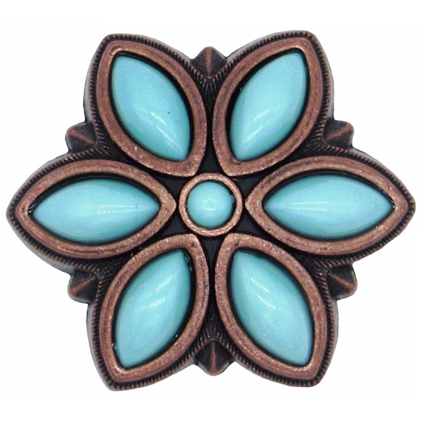 product: Buck Snort Lodge Turquoise Flower Knob Copper Oxide shown
