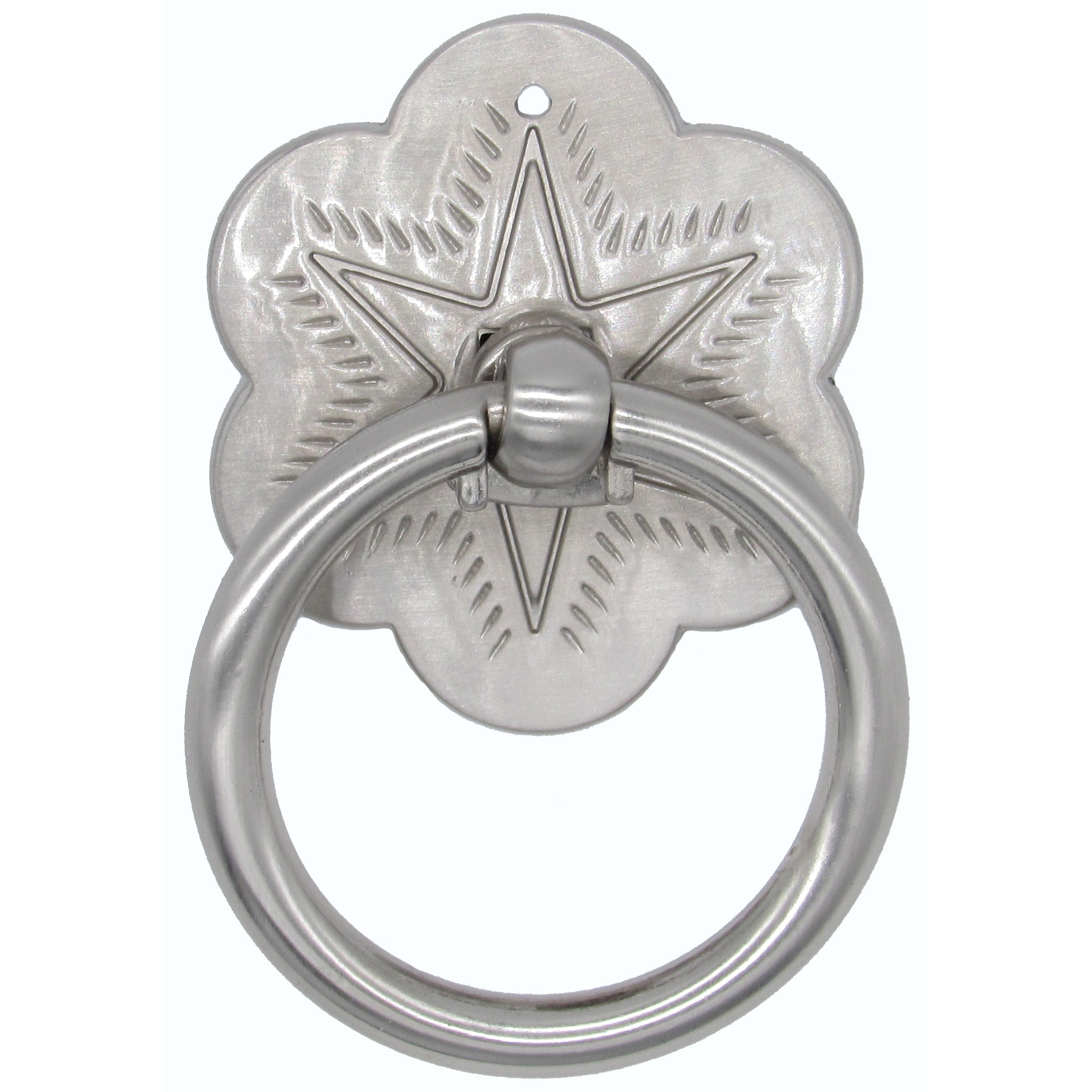 product: Buck Snort Lodge Ring Star Pull Satin Nickel shown