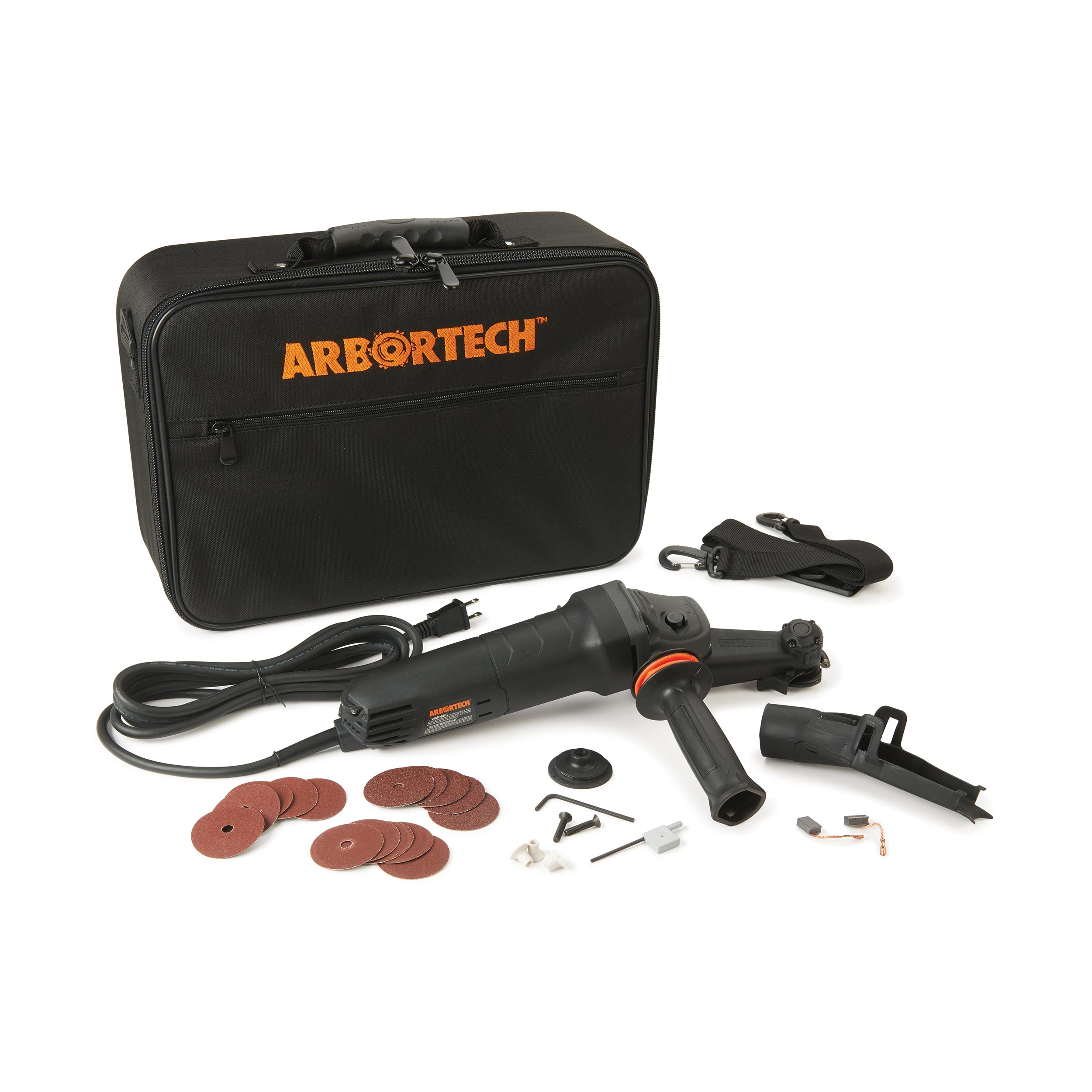 product: Arbortech Mini Carver with Carbide Blade and Sanding Disc Assortment shown