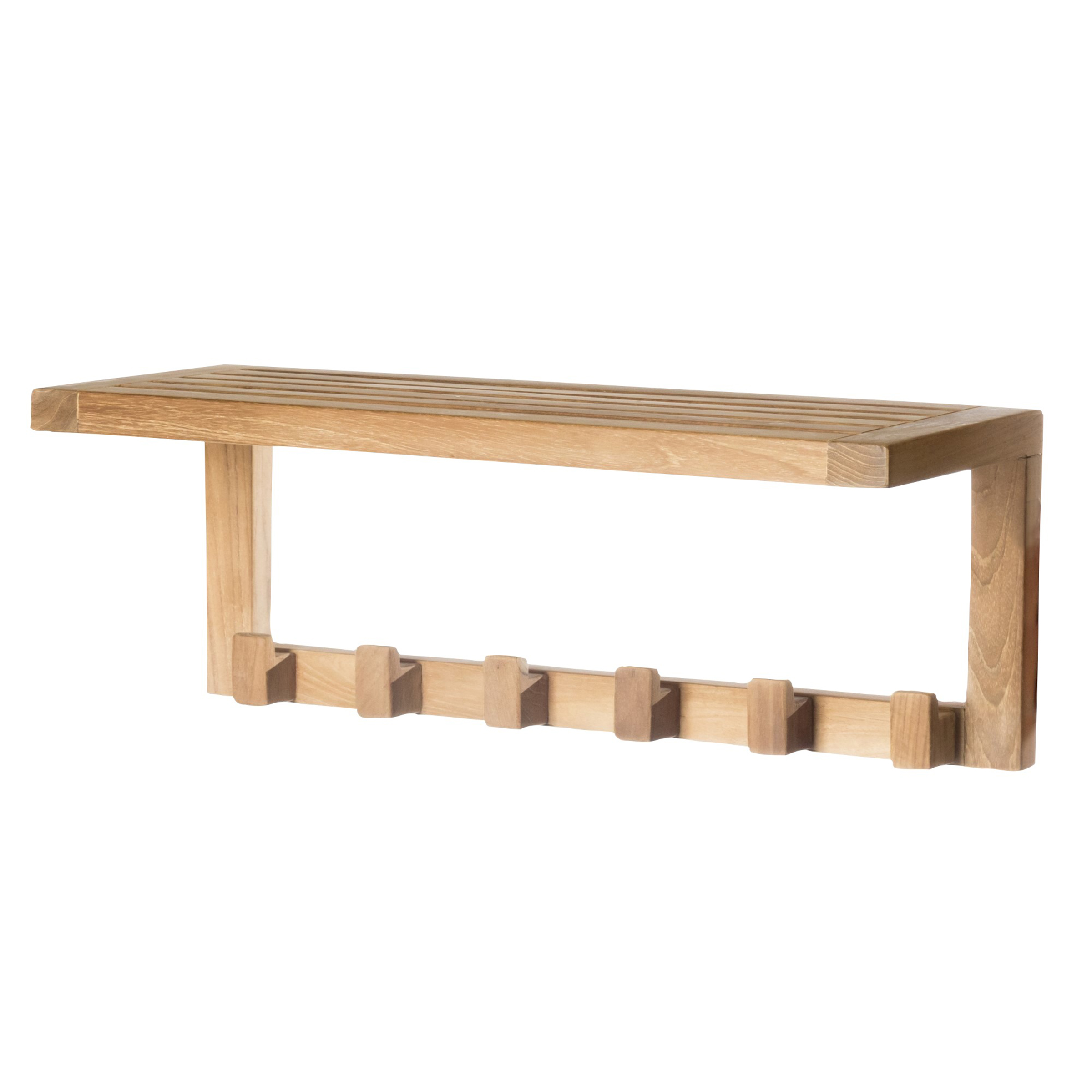 product: ARB Teak & Specialities Wall Shelf with 6 Hooks shown