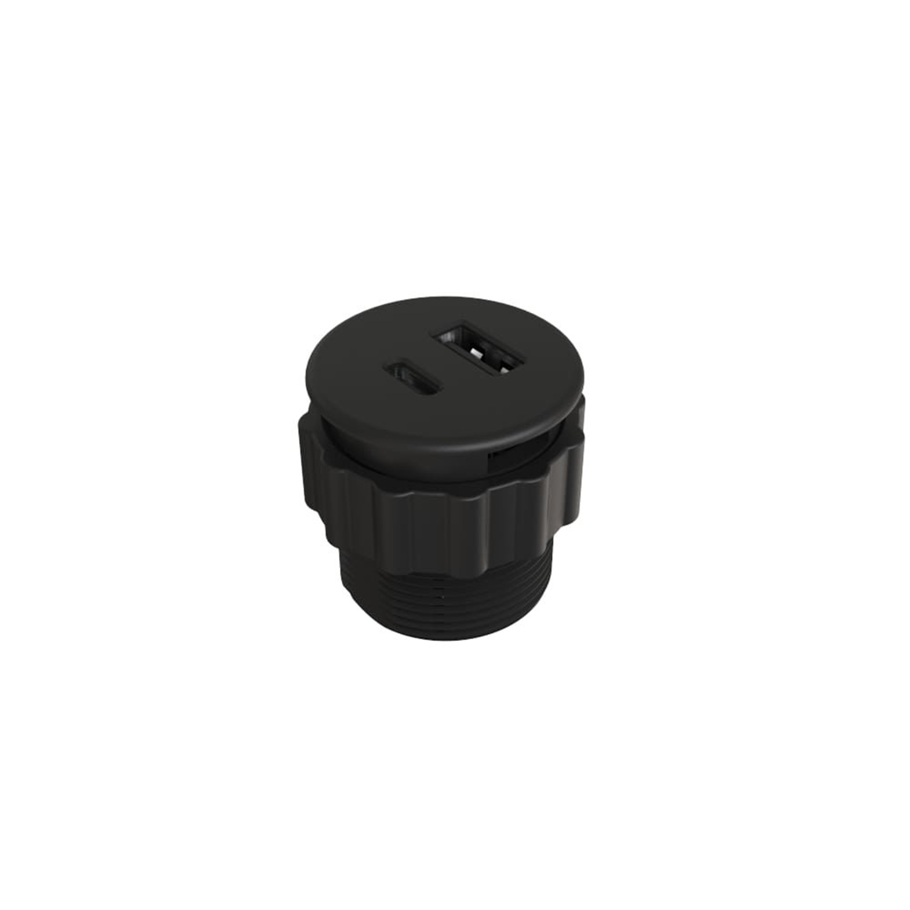 product: Richelieu 5V Rounded Recessed USB Charger Black shown
