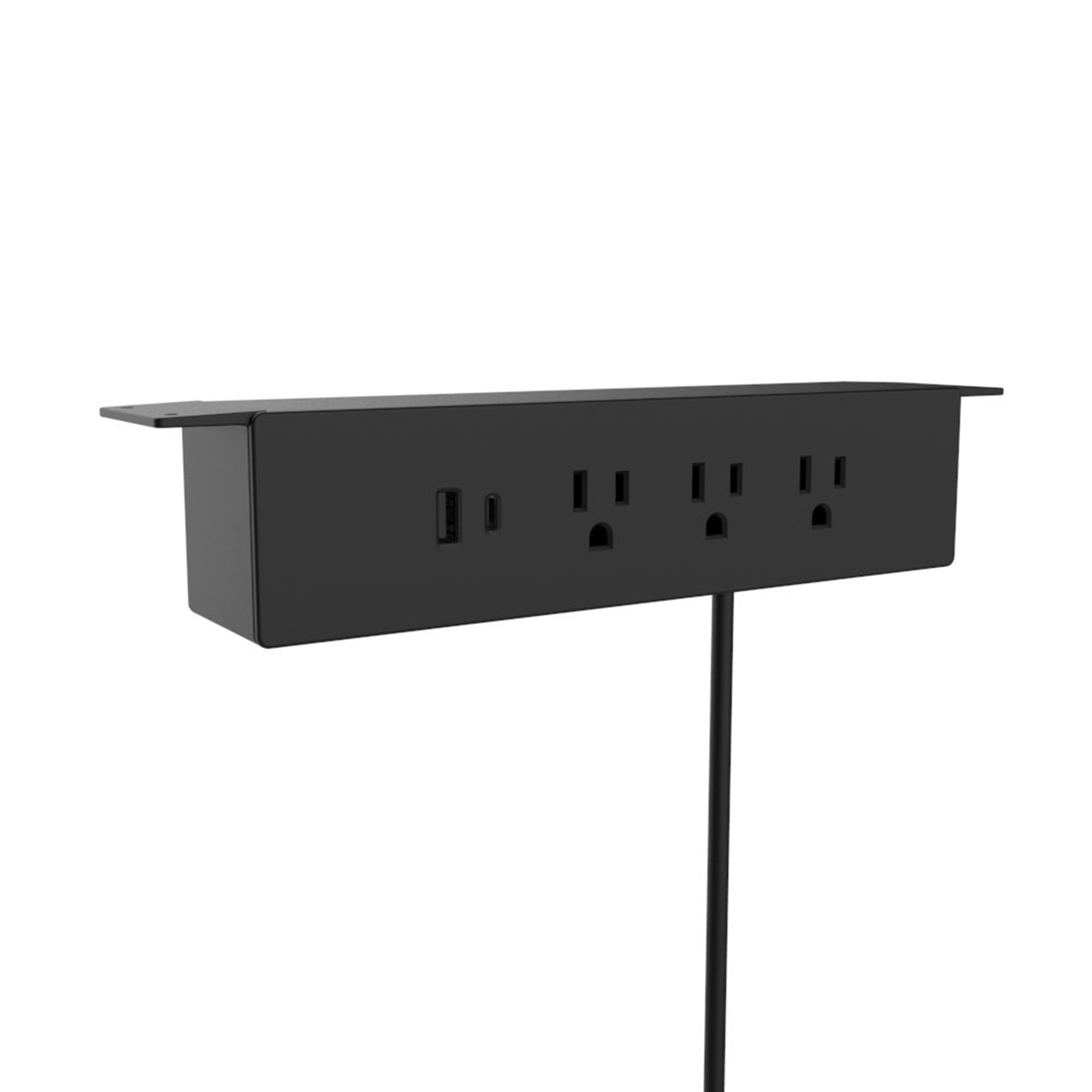 product: Richelieu 120V Hanging Power Bar and USB Charging Station Black shown