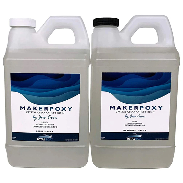 product: TotalBoat MakerPoxy Crystal Clear Artist Resin by Jess Crow - 1 Gallon shown