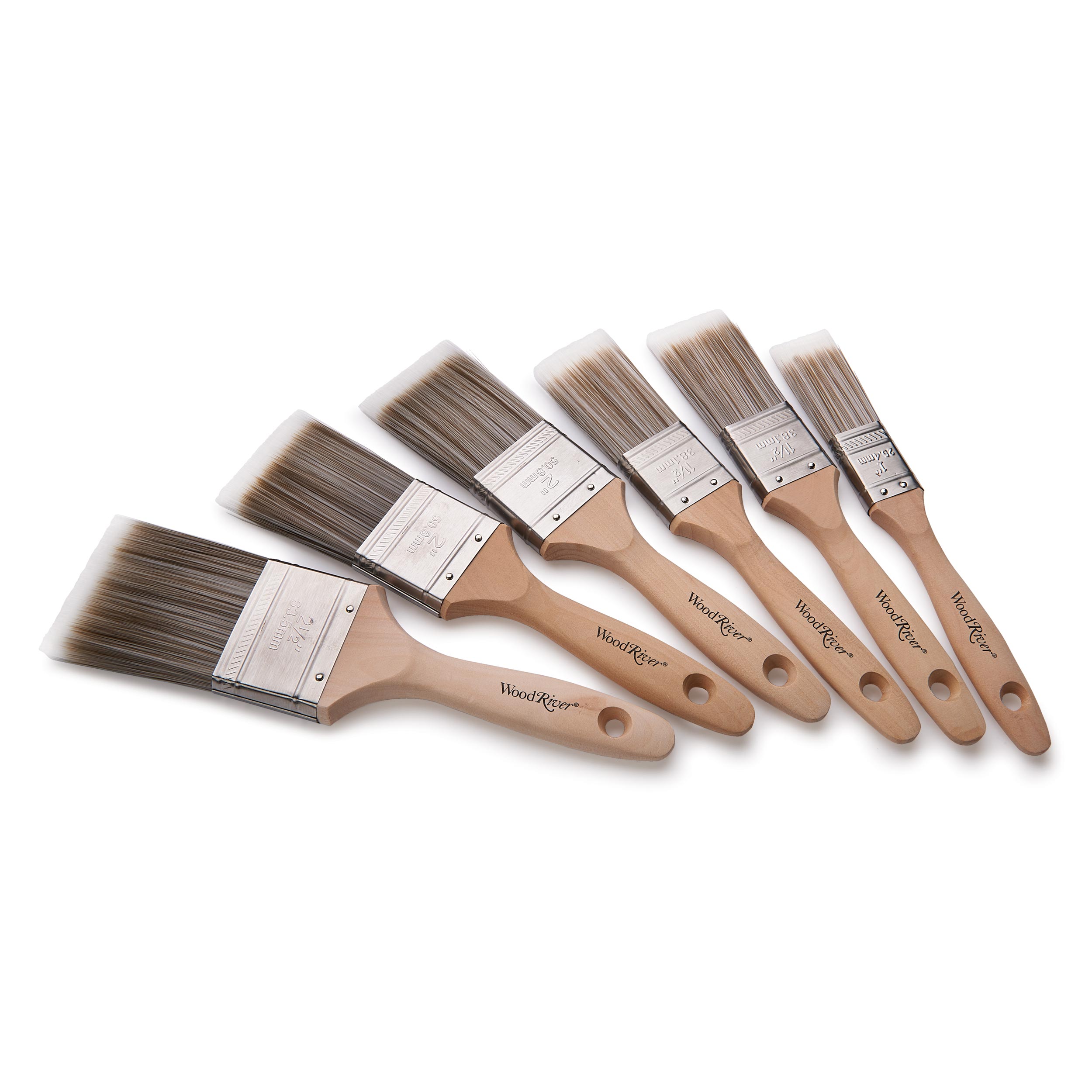 product: WoodRiver SRT Synthetic Bristle Brush Set - 6 Piece shown