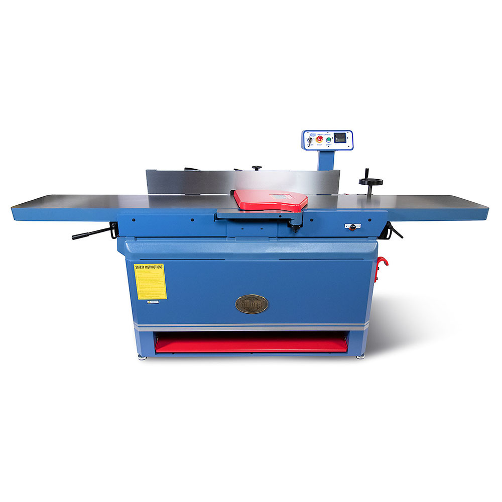 product: Oliver Machinery 12” Parallelogram Jointer with HCX Helical Cutterhead 5HP 3Ph Motor shown