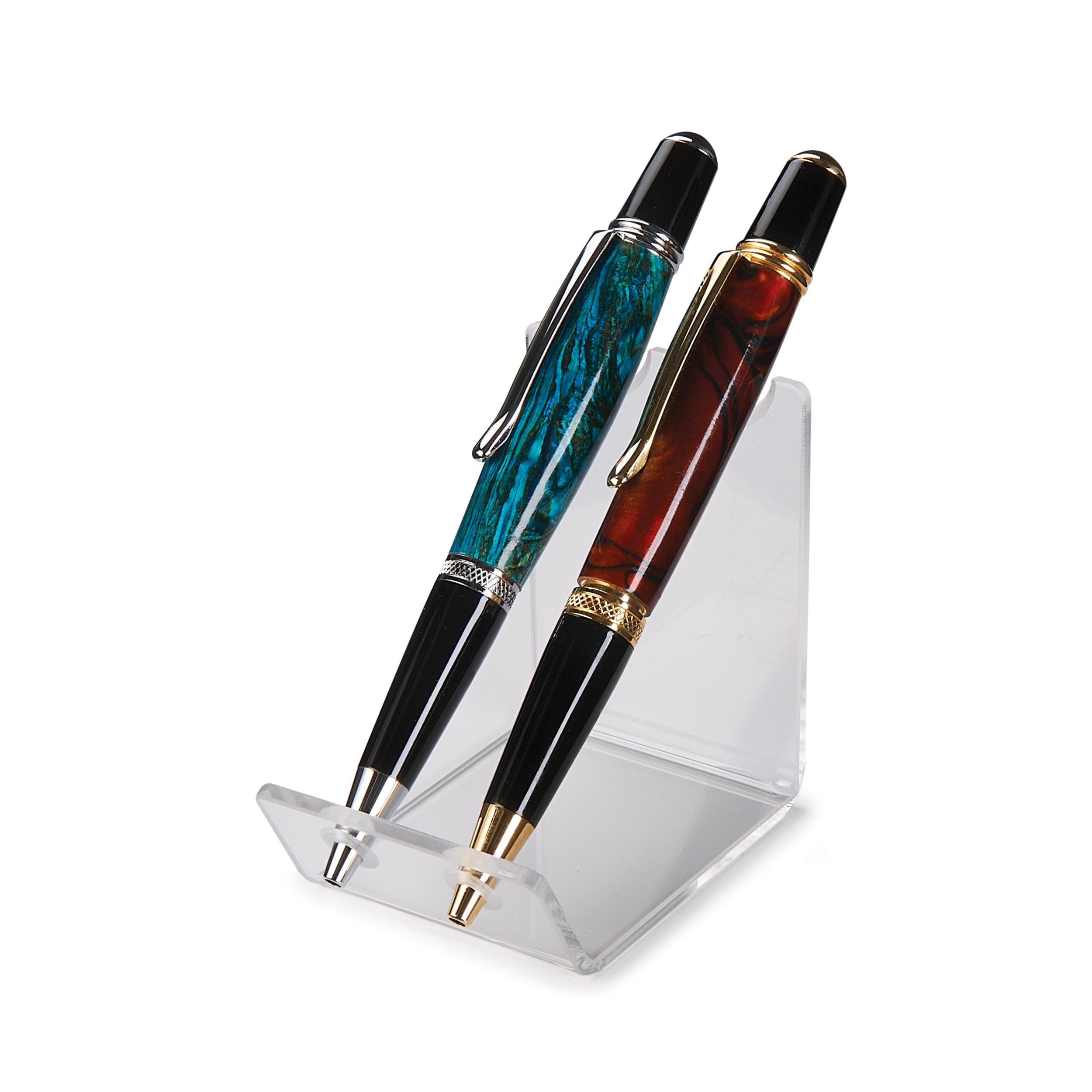 product: WoodRiver Double Pen/Pencil Acrylic Display Stand shown