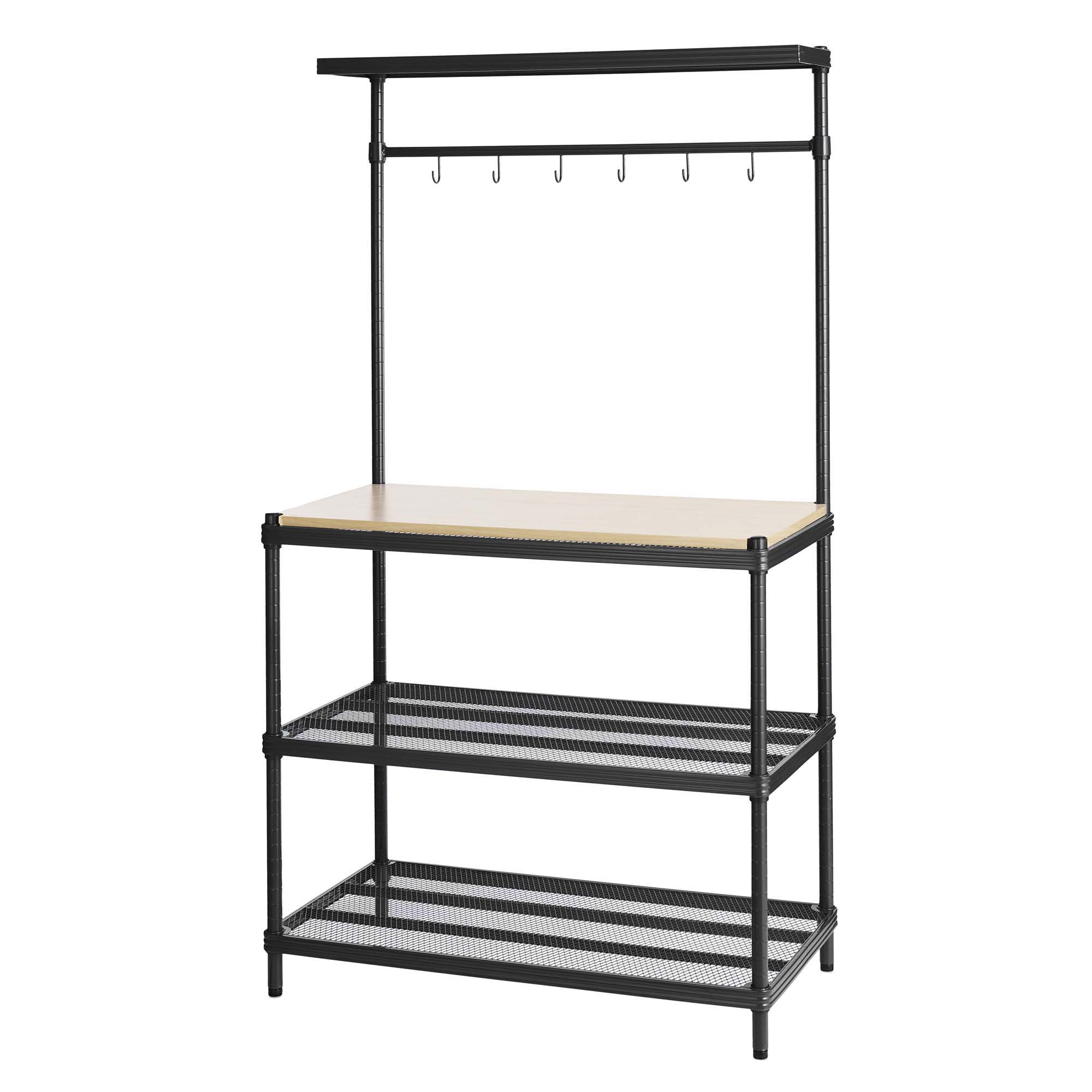 product: Design Ideas MeshWorks Utility Unit with Wood Top Black shown