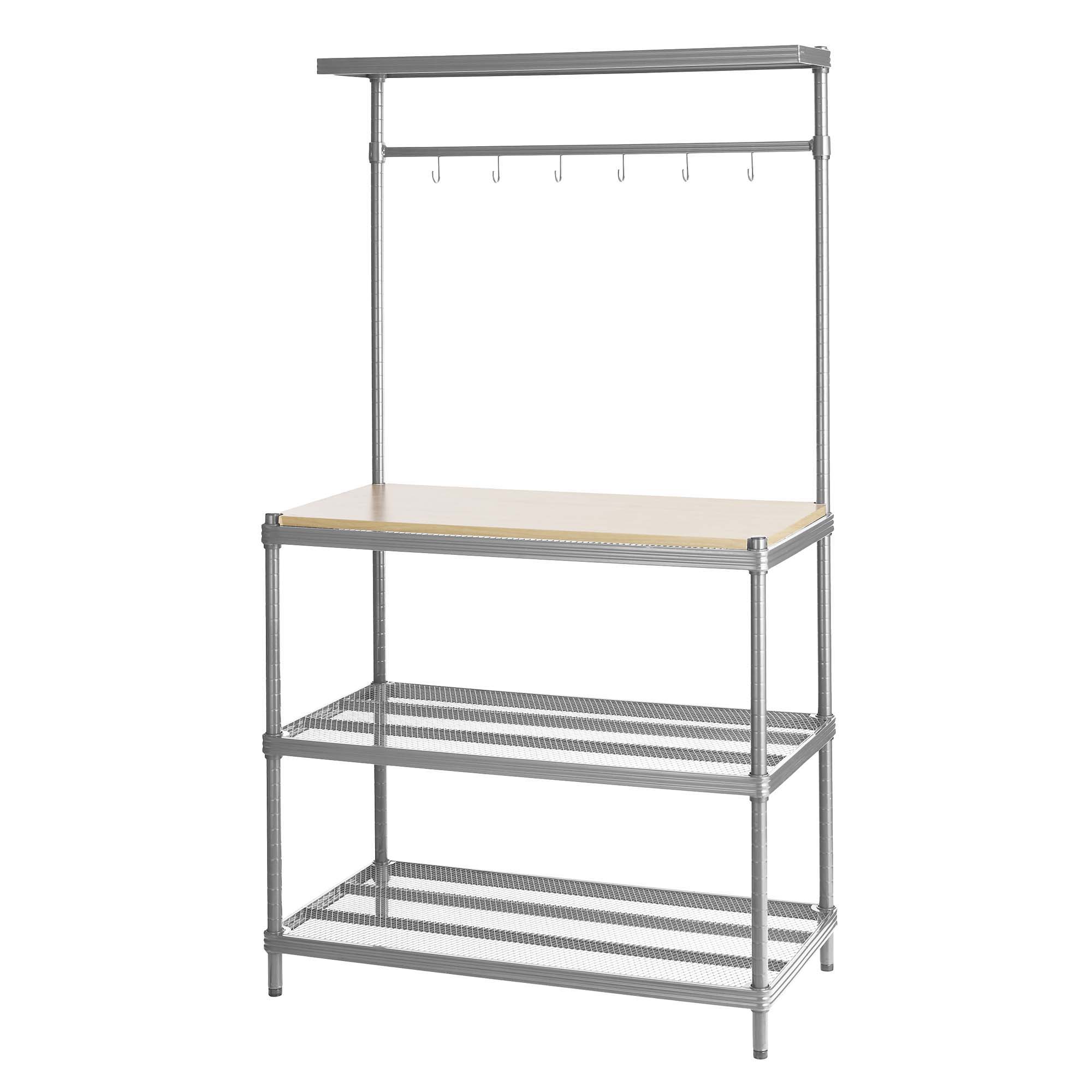product: Design Ideas MeshWorks Utility Unit with Wood Top Silver shown