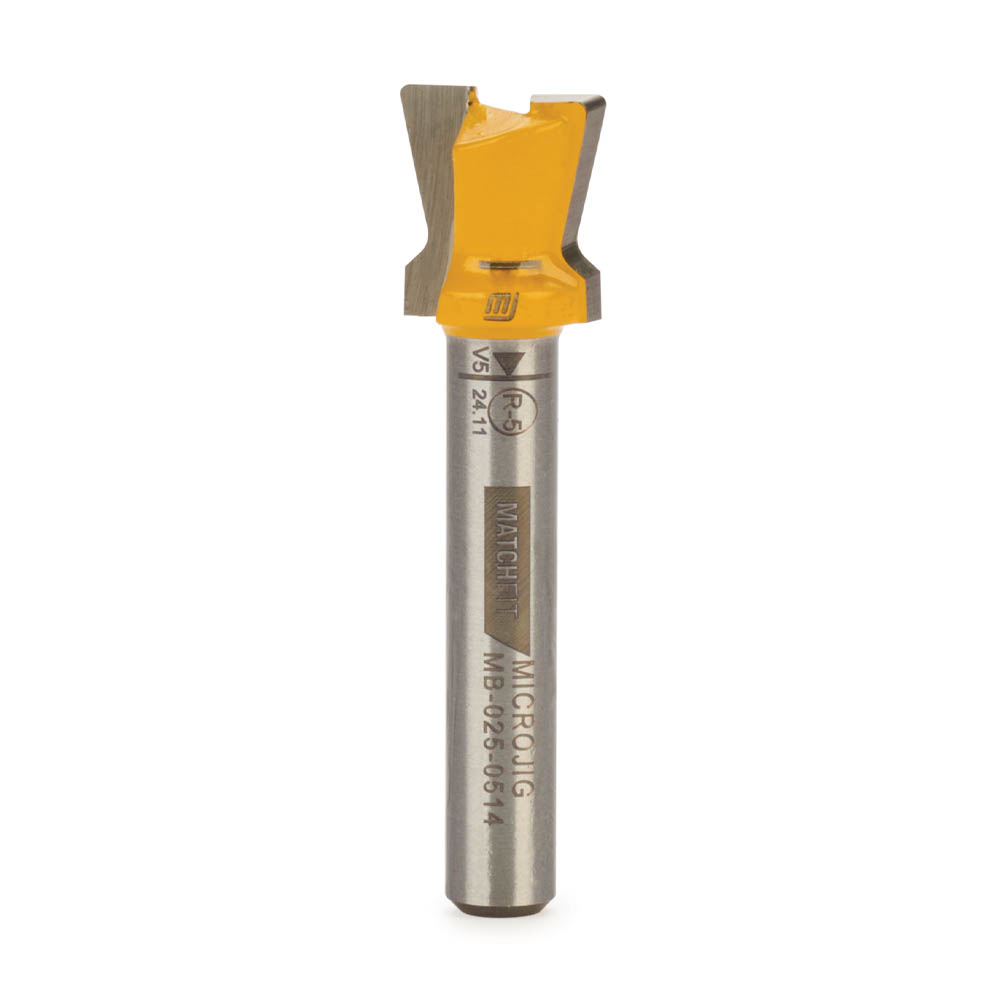 product: Microjig MATCHFIT 14 Degree x 1/2” Dovetail Router Bit - 1/4” Shank shown