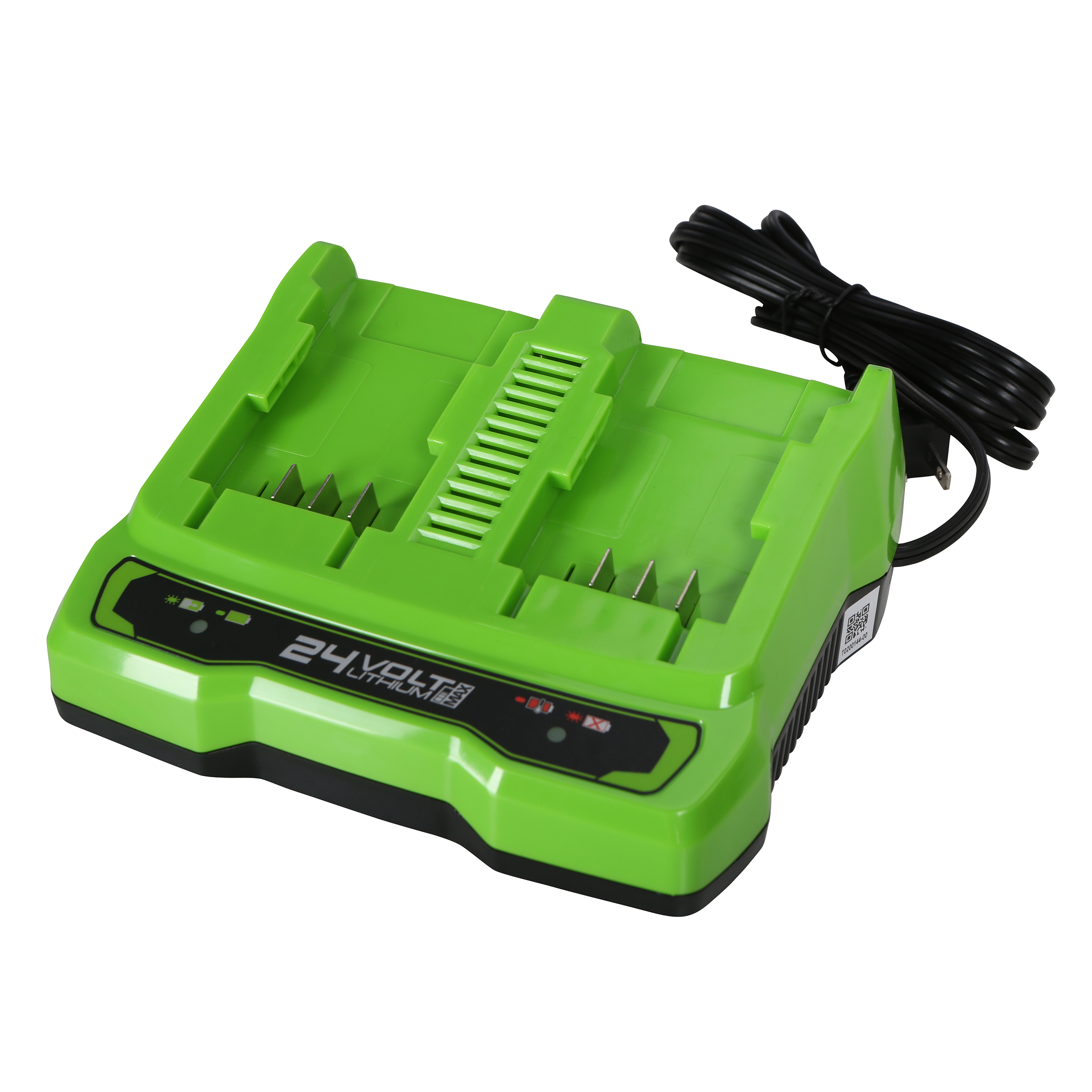 product: Greenworks 24V Dual Port Battery Charger 4A CAG817 shown