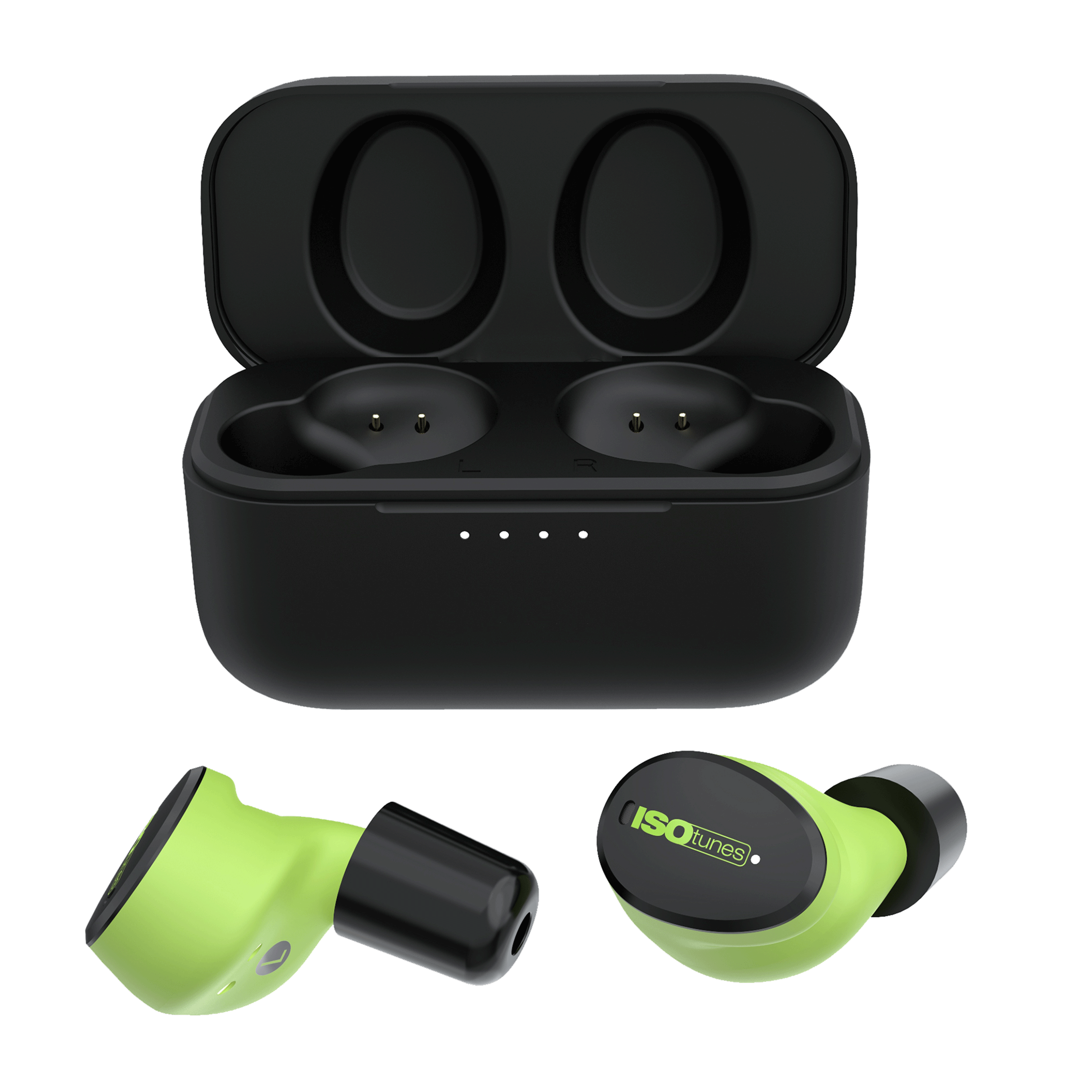 product: ISOtunes FREE Aware True Wireless Bluetooth Earbuds- Safety Green shown