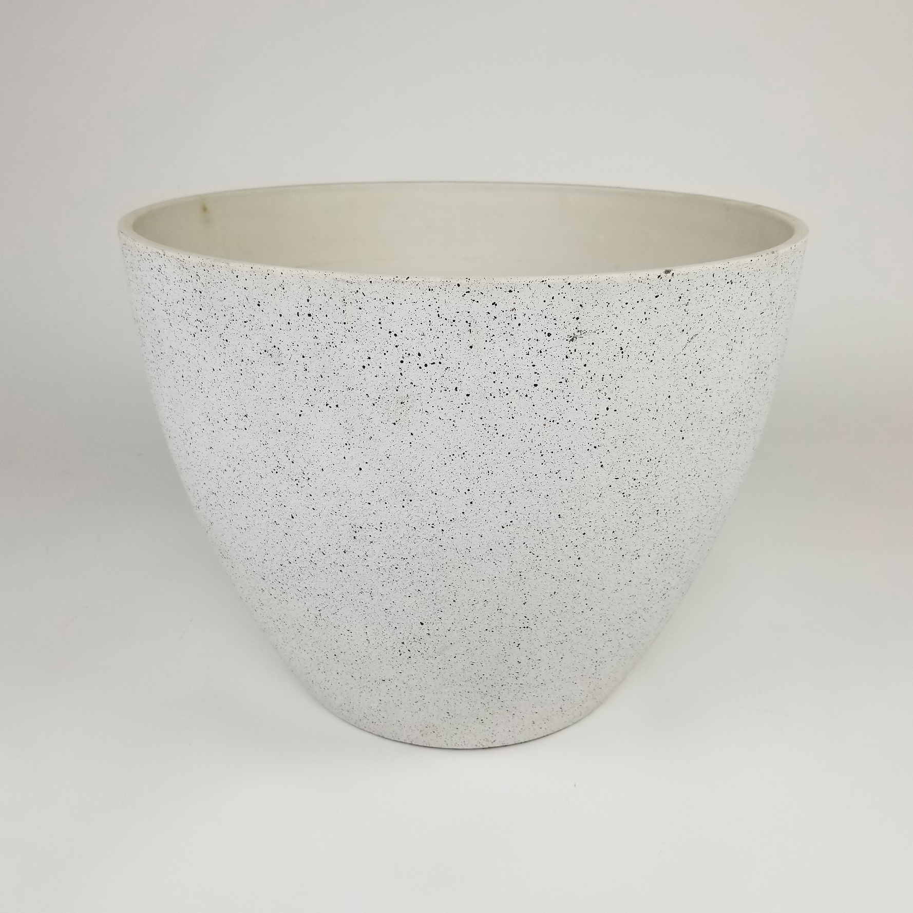 product: Exaco Round Spackled Planter Large White shown