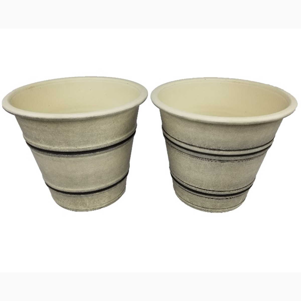 product: Exaco Round Planter Set Medium Washed Sandstone Set of 2 shown