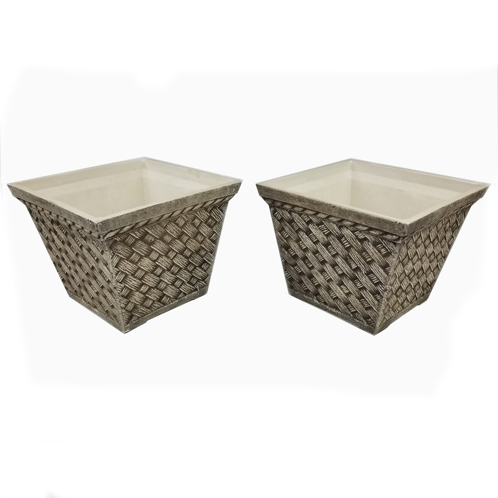 product: Exaco Square Planter Set Medium Washed Sandstone Set of 2 shown