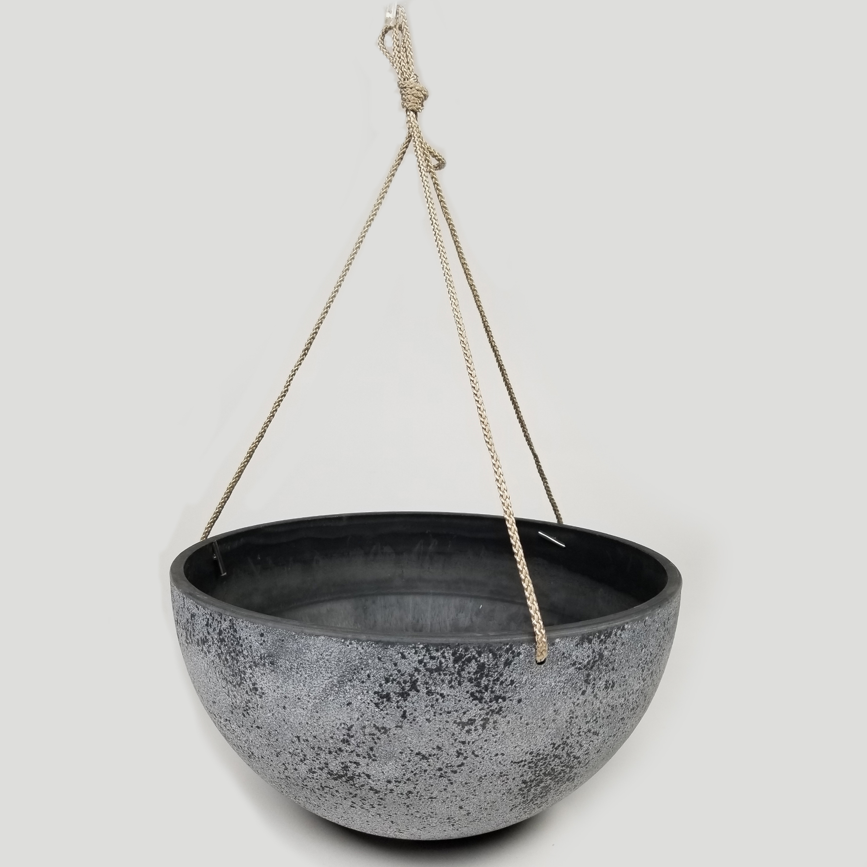 product: Exaco Round Spackled Hanging Planter Medium Gray shown
