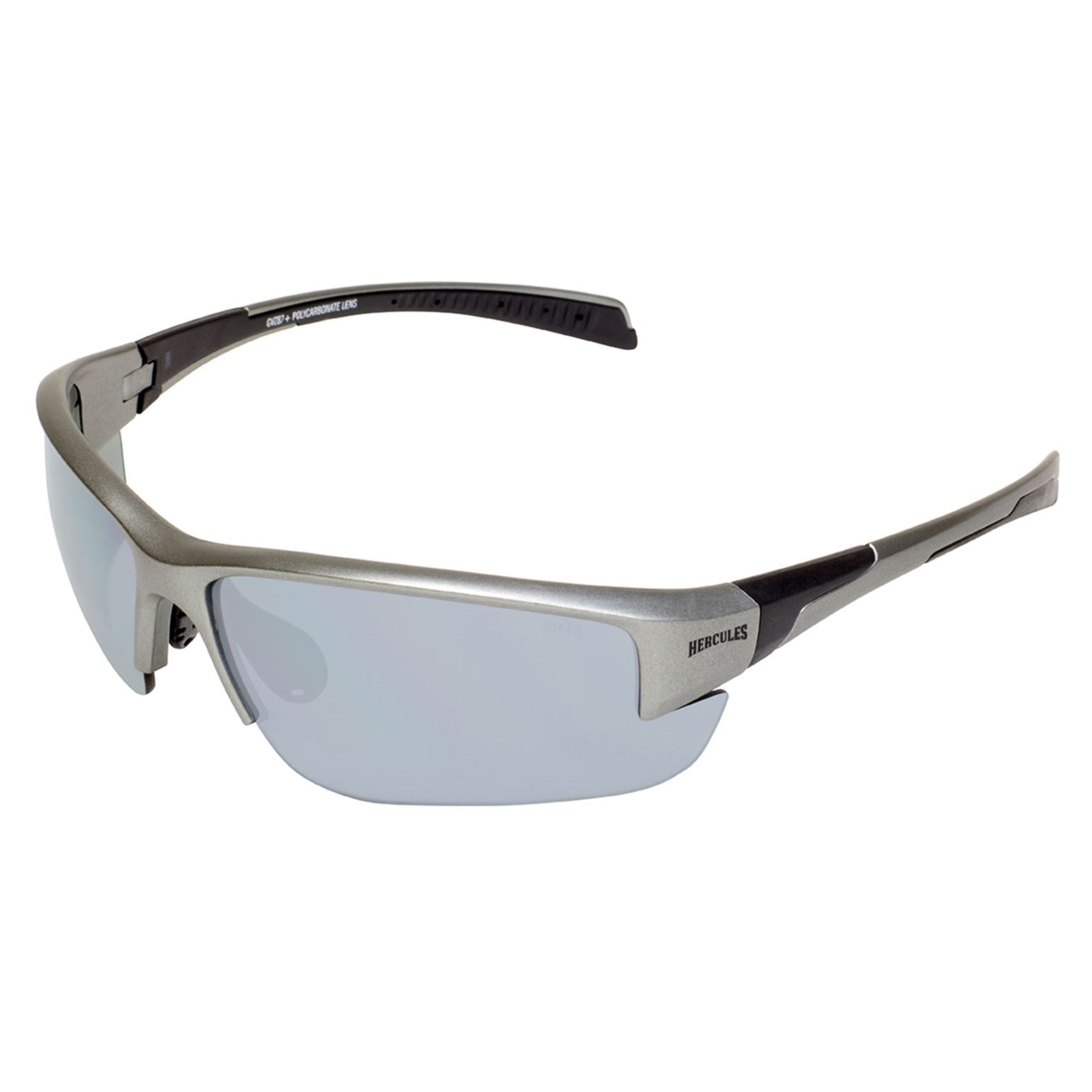 product: Global Vision Eyewear Hercules 7 Gray Metallic Frame Flash Mirror Safety Lenses shown