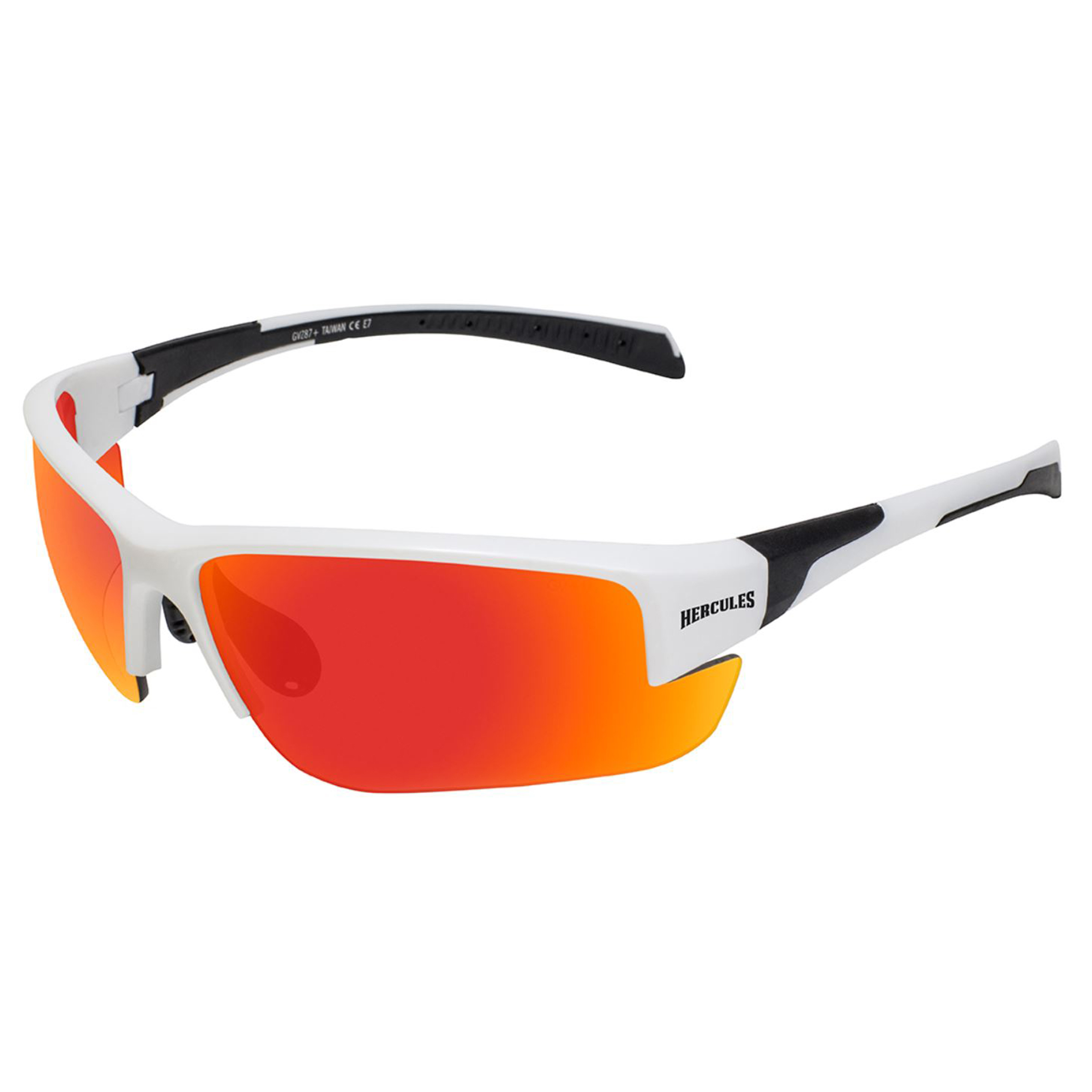 product: Global Vision Eyewear Hercules 7 White Frame Red G-Tech Safety Lenses shown