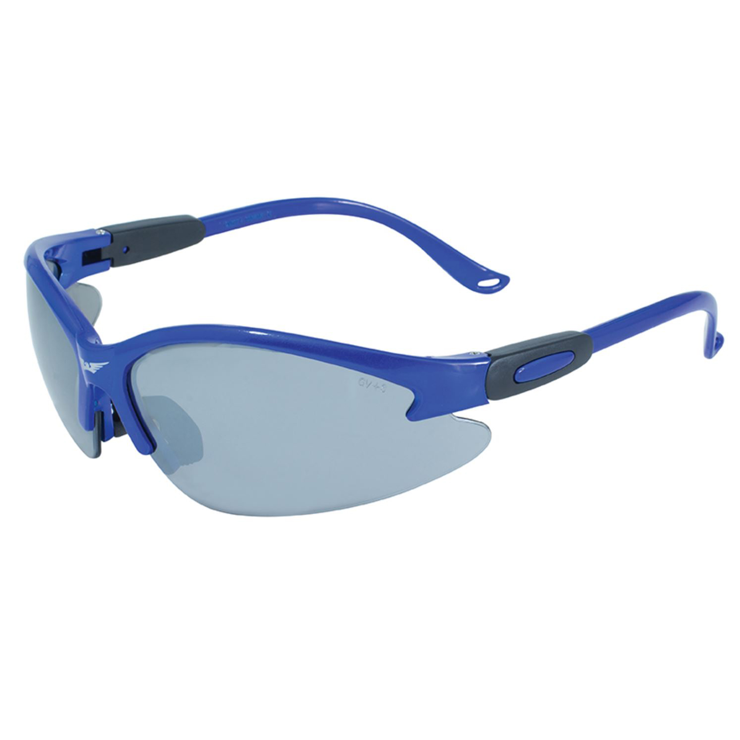 product: Global Vision Eyewear Cougar Blue Frame Flash Mirror Safety Lenses shown