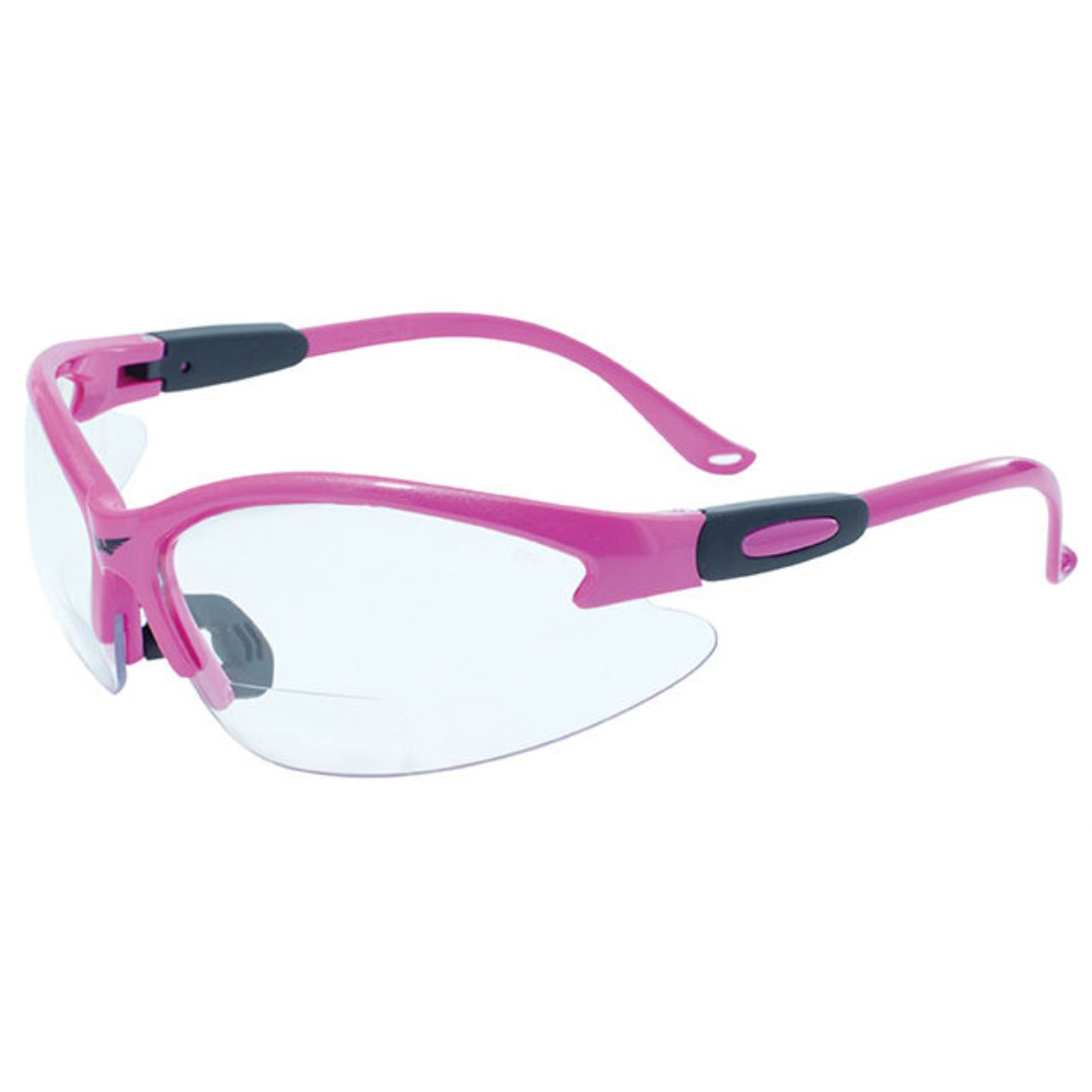 product: Global Vision Eyewear Cougar Pink Frame  +1.5 Clear Anti- Fog  Bifocal Safety Lenses shown