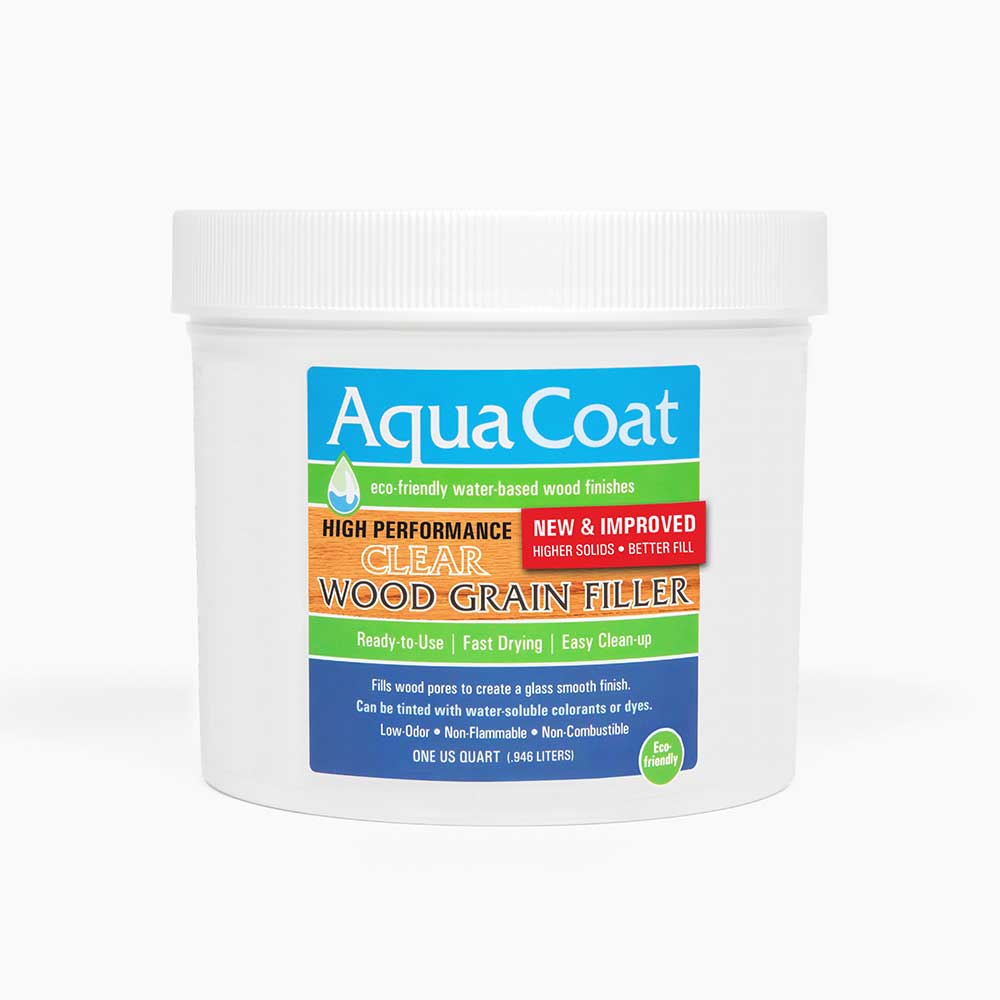 product: Aqua Coat High Performance Clear Wood Grain Filler - Quart shown