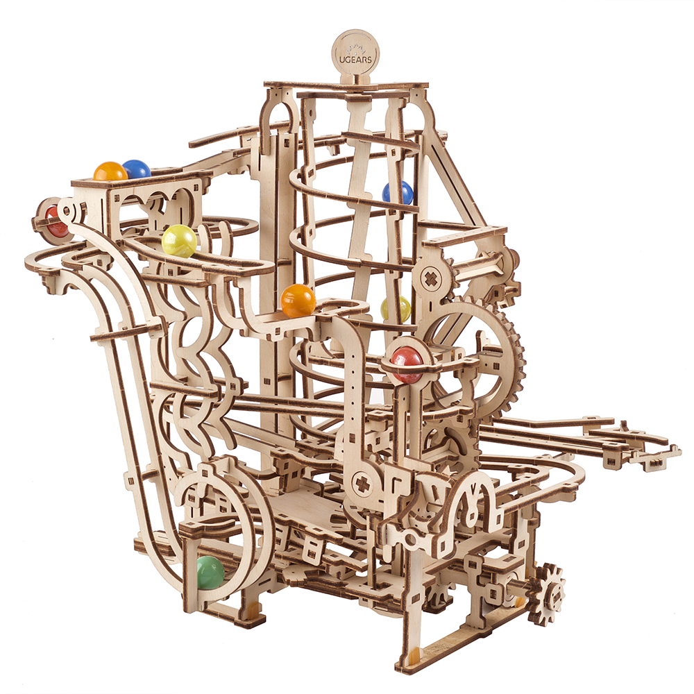 product: UGears Marble Run Spiral Hoist Wooden Craft Kit shown