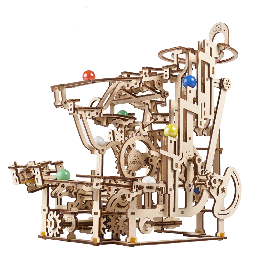 product: UGears Marble Run Tiered Hoist Wooden Craft Kit shown
