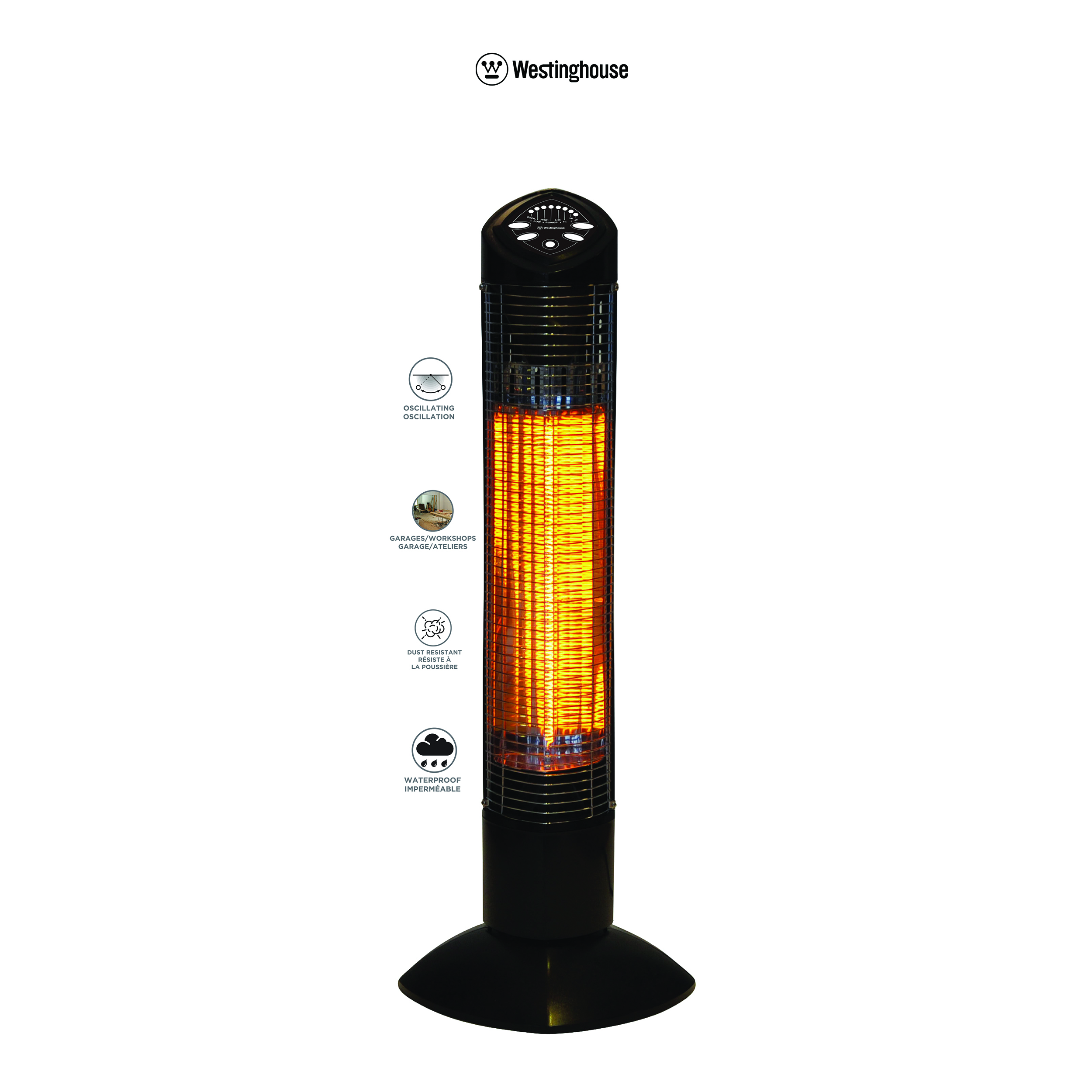 product: Westinghouse Westinghouse Infrared Electric Outdoor Heater - Freestanding  Oscillating With Remote shown